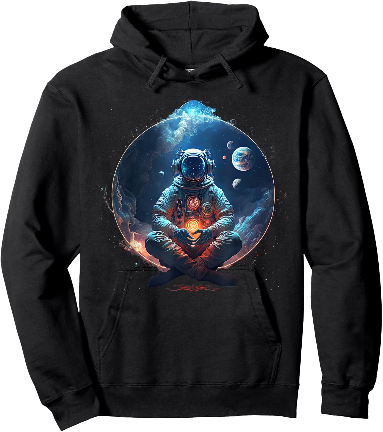 Meditating Astronaut Planets Meditation Astral Travel Hoodie - Hoodie | Black