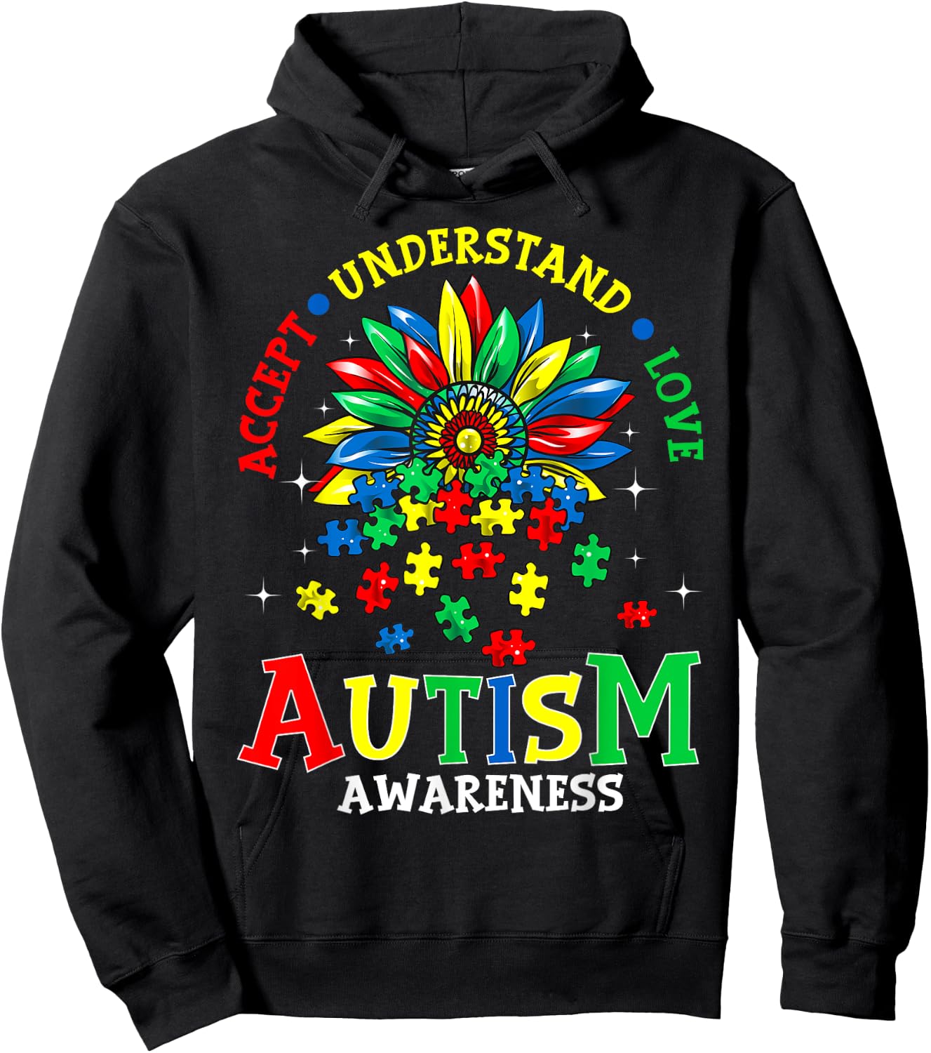 Autism Awareness Shirts Accept Understand Love Autism Mom Hoodie - Hoodie | Black