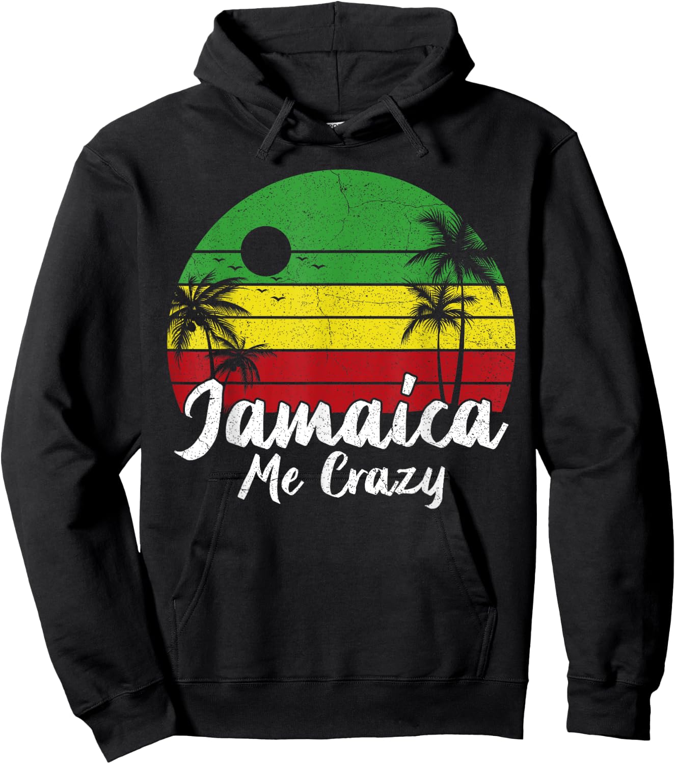 Palm Tree Vintage Retro Sunset Jamaica Me Crazy Summer Hoodie - Hoodie | Black