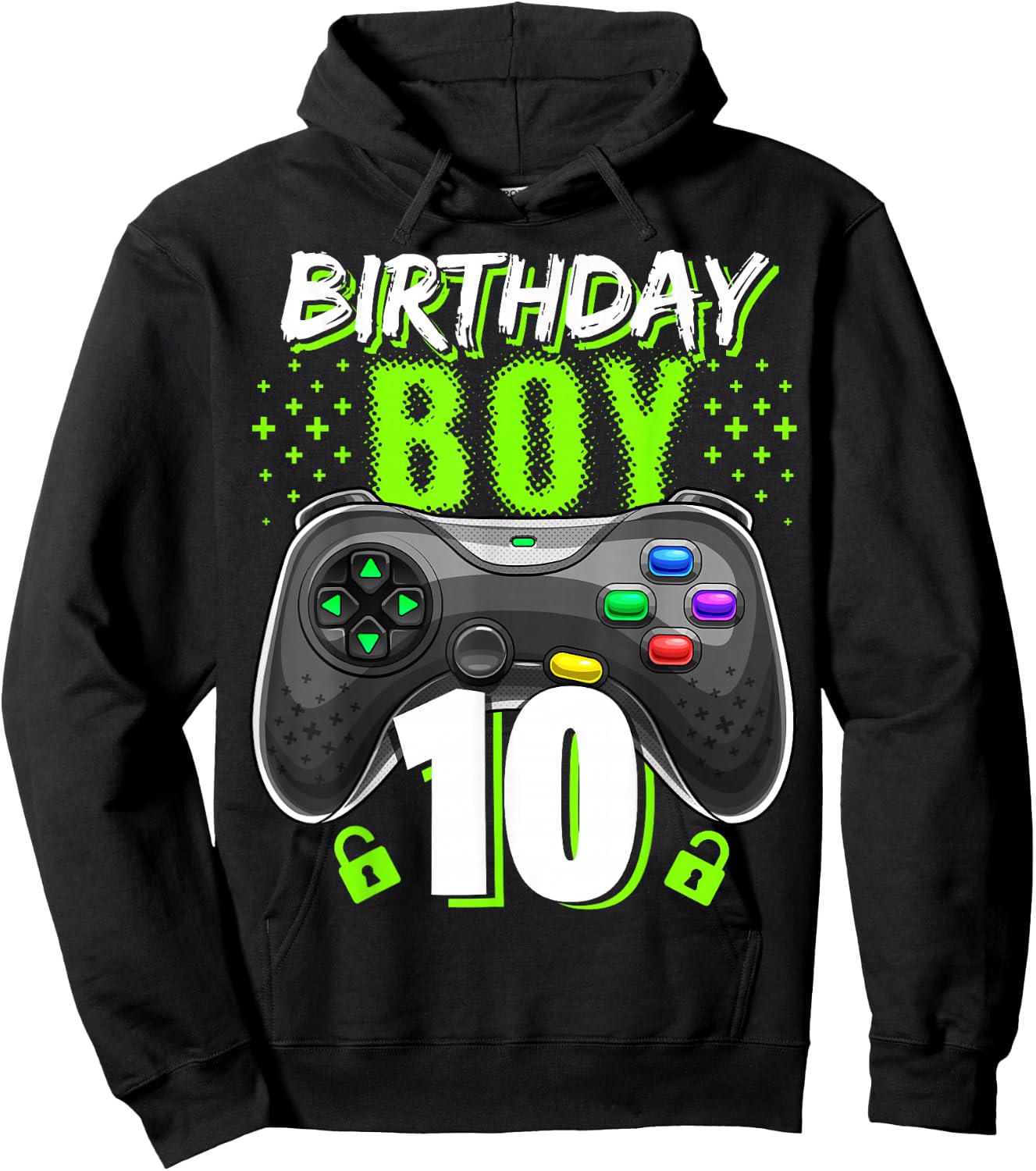 Birthday Boy 10 Video Game Controller Gamer 10th Birthday Hoodie - Hoodie | Black