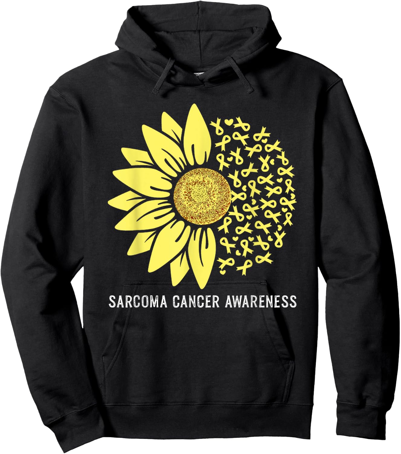 Yellow Ribbon Sunflower Sarcoma Cancer Awareness Hoodie - Hoodie | Black