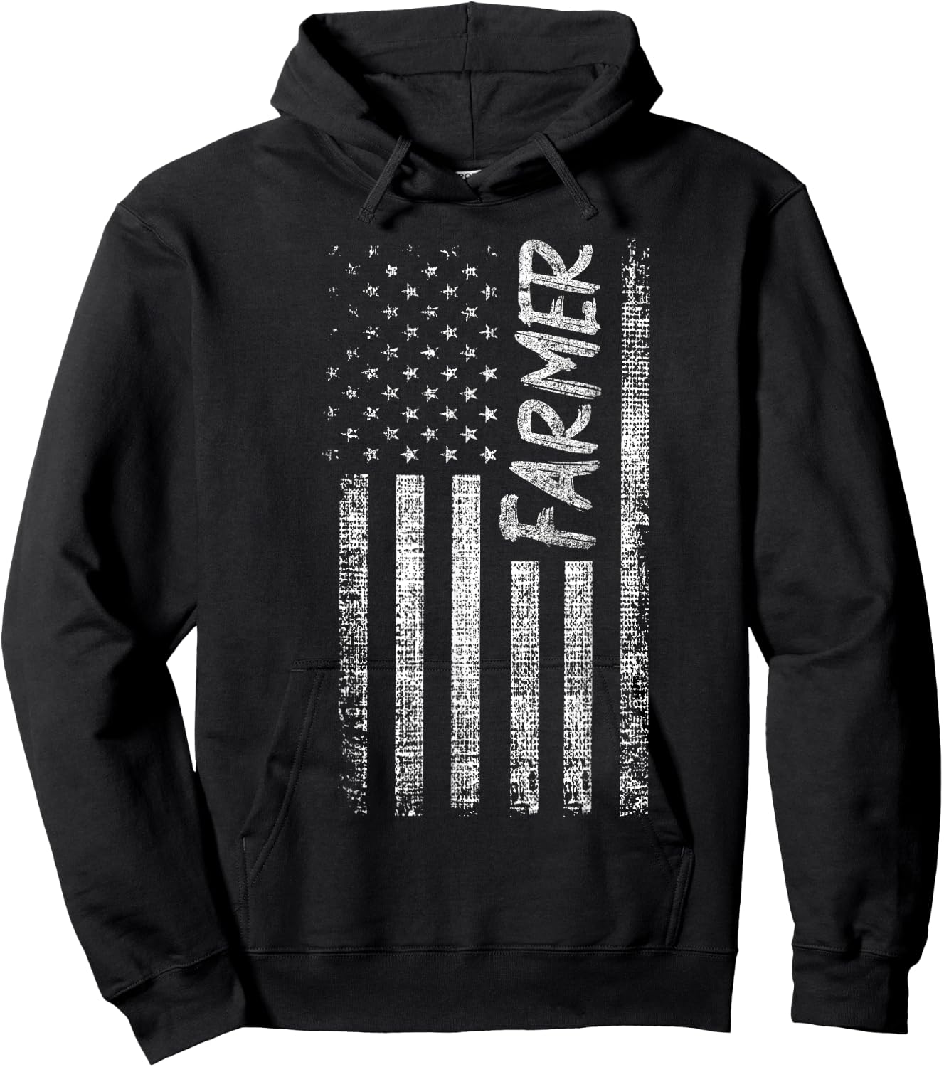 American USA Flag Farmer Rancher Farming Hoodie - Hoodie | Black