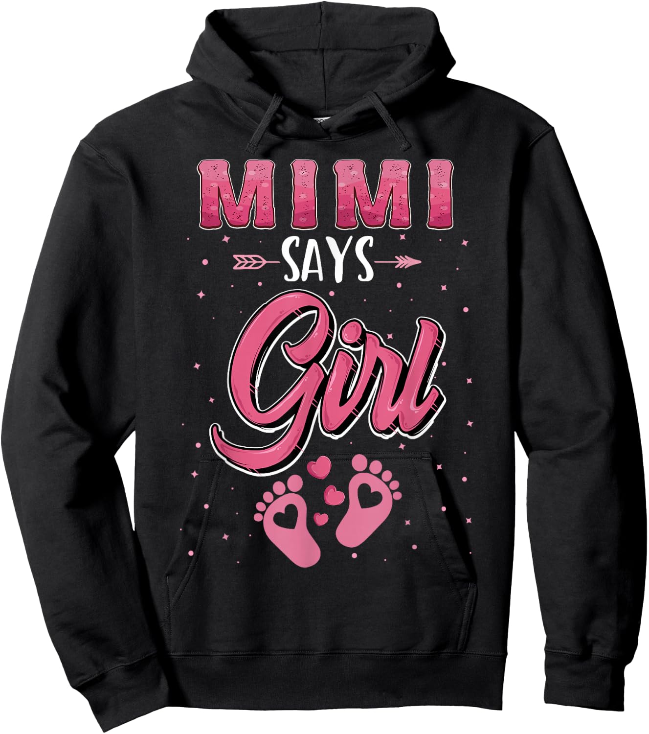 Gender reveal Mimi says Girl baby matching family set Hoodie - Hoodie | Black