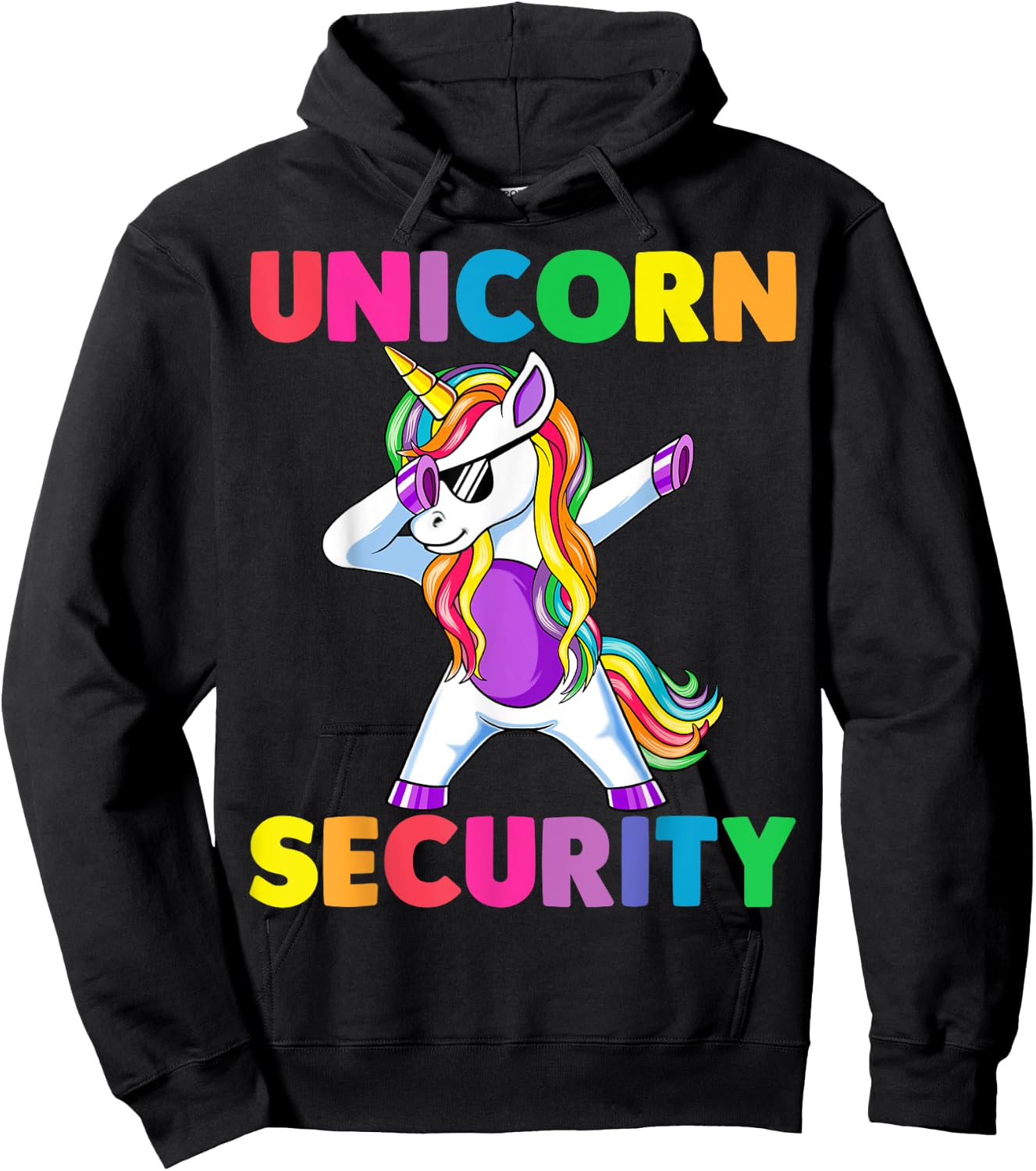 Halloween Dad Mom Daughter Adult Costume, Unicorn Security Hoodie - Hoodie | Black