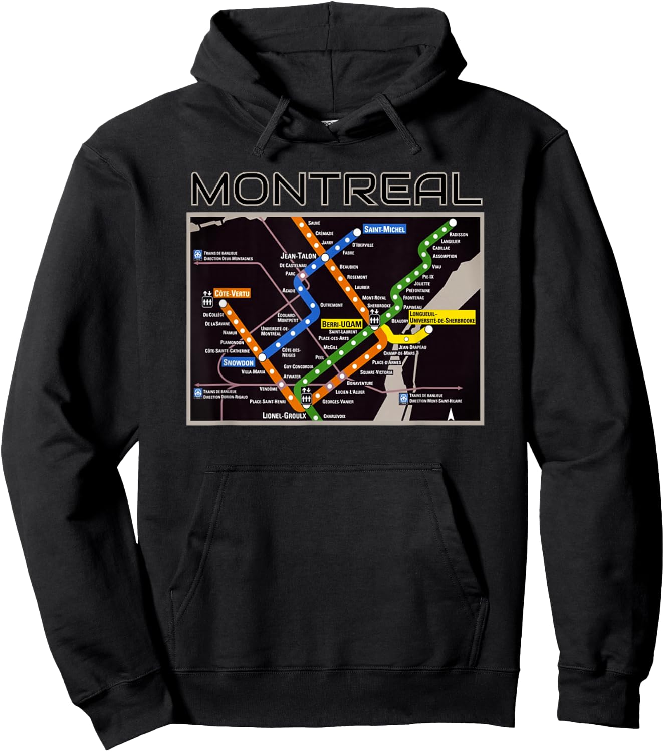 Montreal Transit Metro Art Canadian Heritage Love Canada Map Hoodie - Hoodie | Black