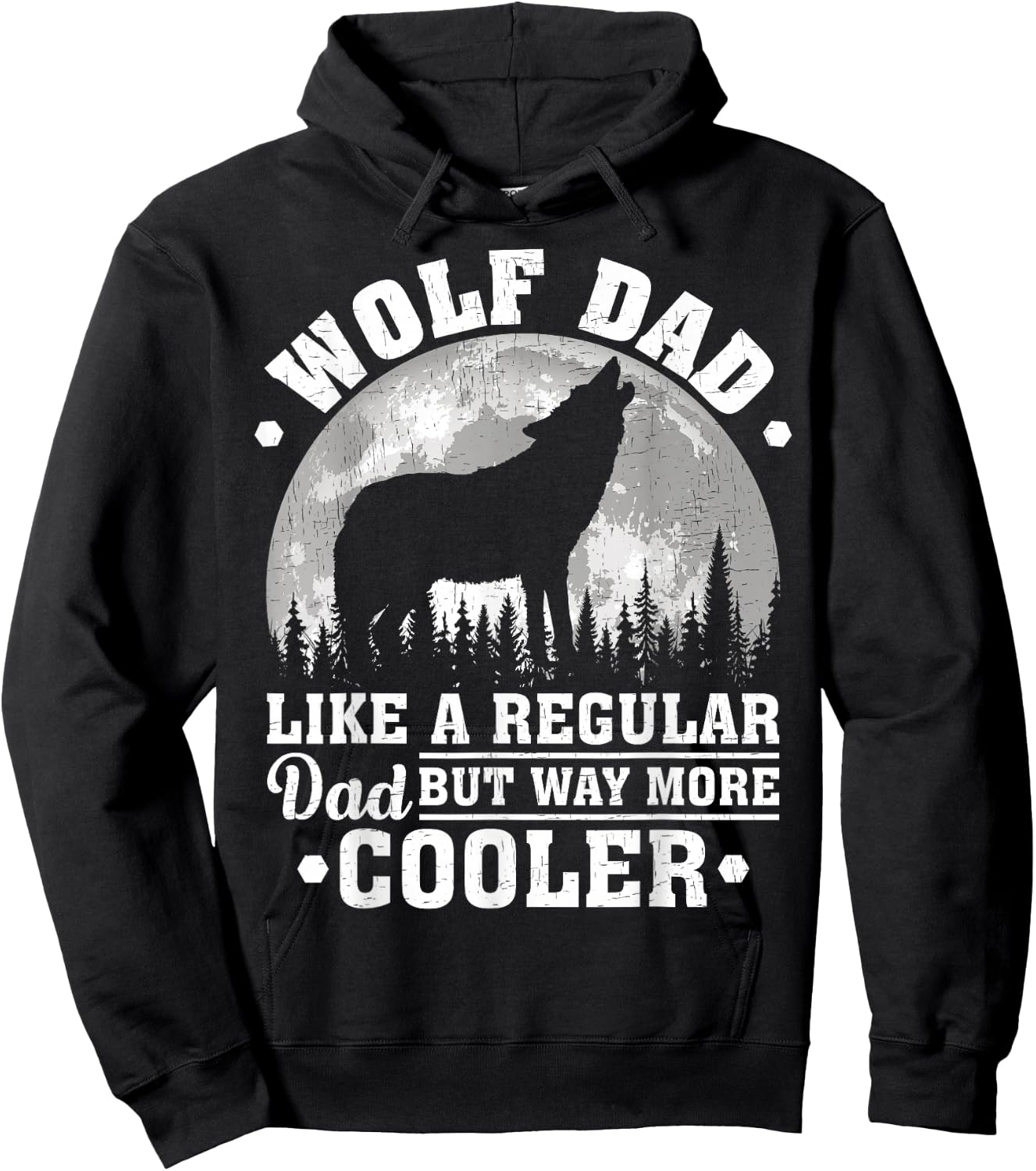 Wolf Dad Like A Regular Dad Funny Wolf Father's Day Hoodie - Hoodie | Black