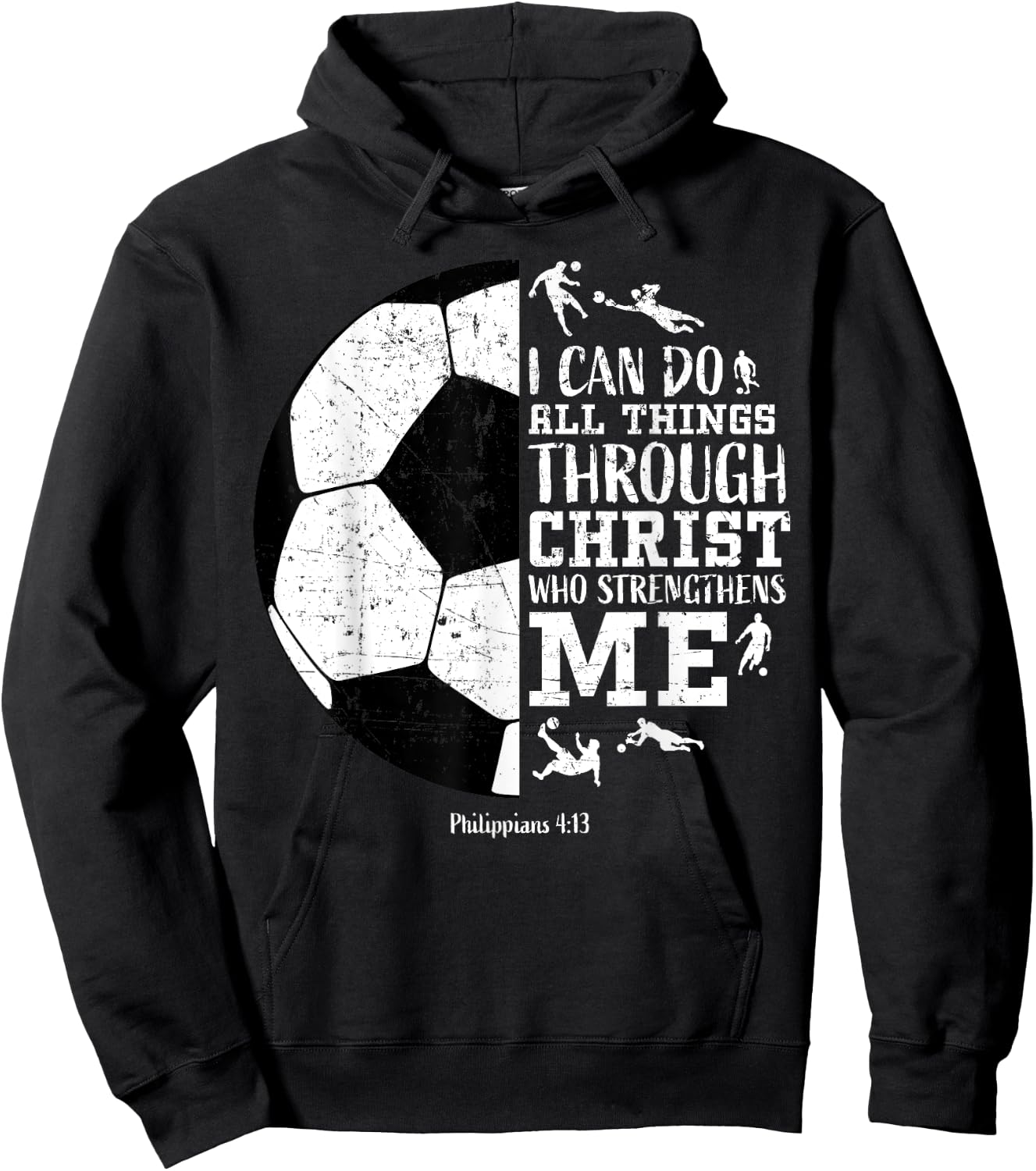 Philippians 4:13 Soccer Clothes Kids Christian Bible Verse Hoodie - Hoodie | Black