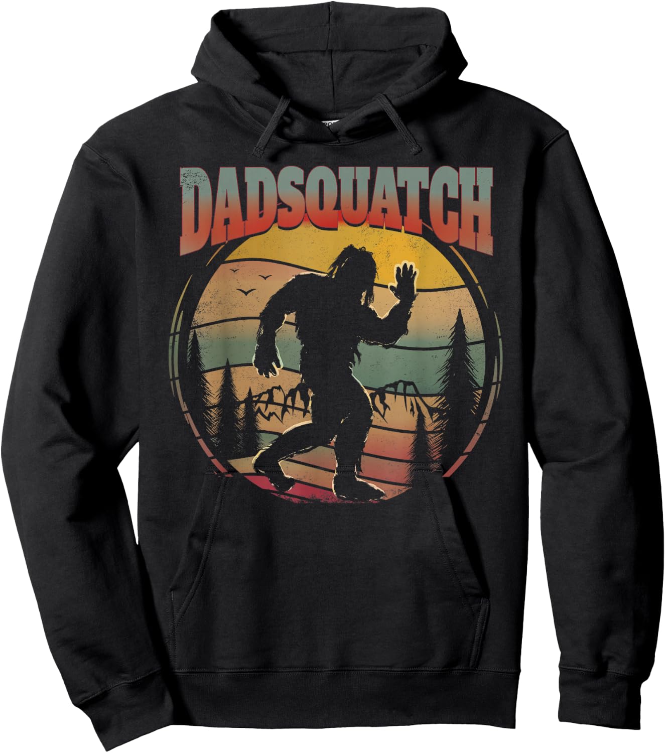 Sasquatch Dad Shirt Dadsquatch Bigfoot Hiking Funny Hoodie - Hoodie | Black
