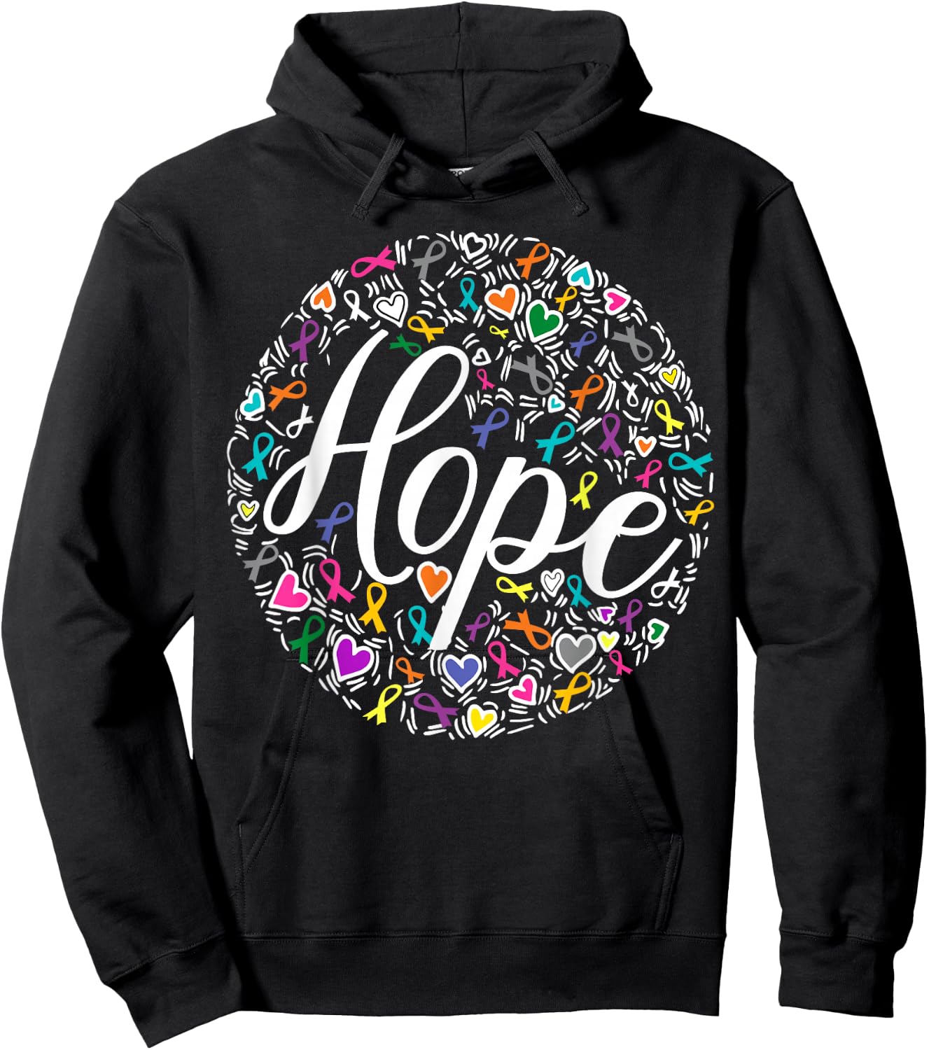 All Cancer Awareness Pink Grey Ribbon Hope Survivor Hoodie - Hoodie | Black