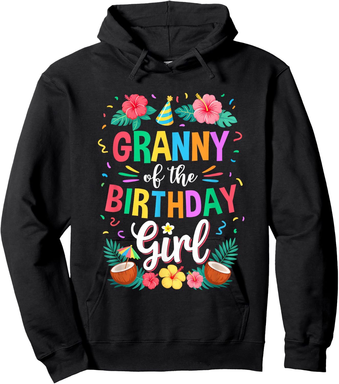 Granny of The Birthday Girl Aloha Hawaii Party 1St Birthday Hoodie - Hoodie | Black