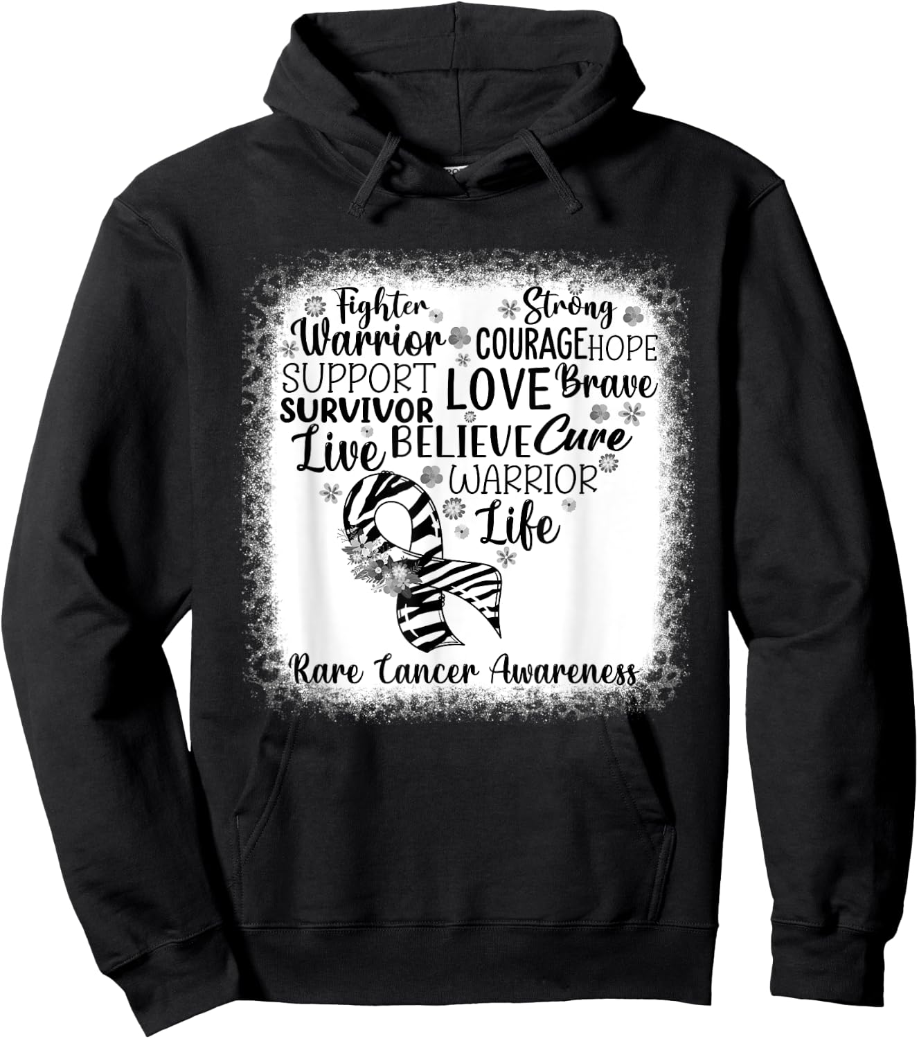 Fighter Warrior Faith Cure Zebra Rare Cancer Awareness Hoodie - Hoodie | Black