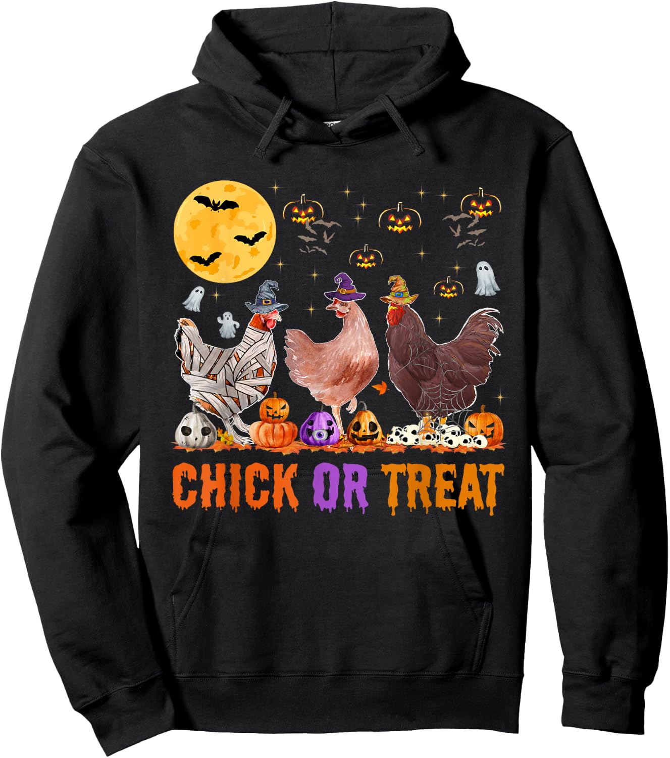 Fall Halloween Chicken Pumpkin Chick Or Treat Spooky Hoodie - Hoodie | Black