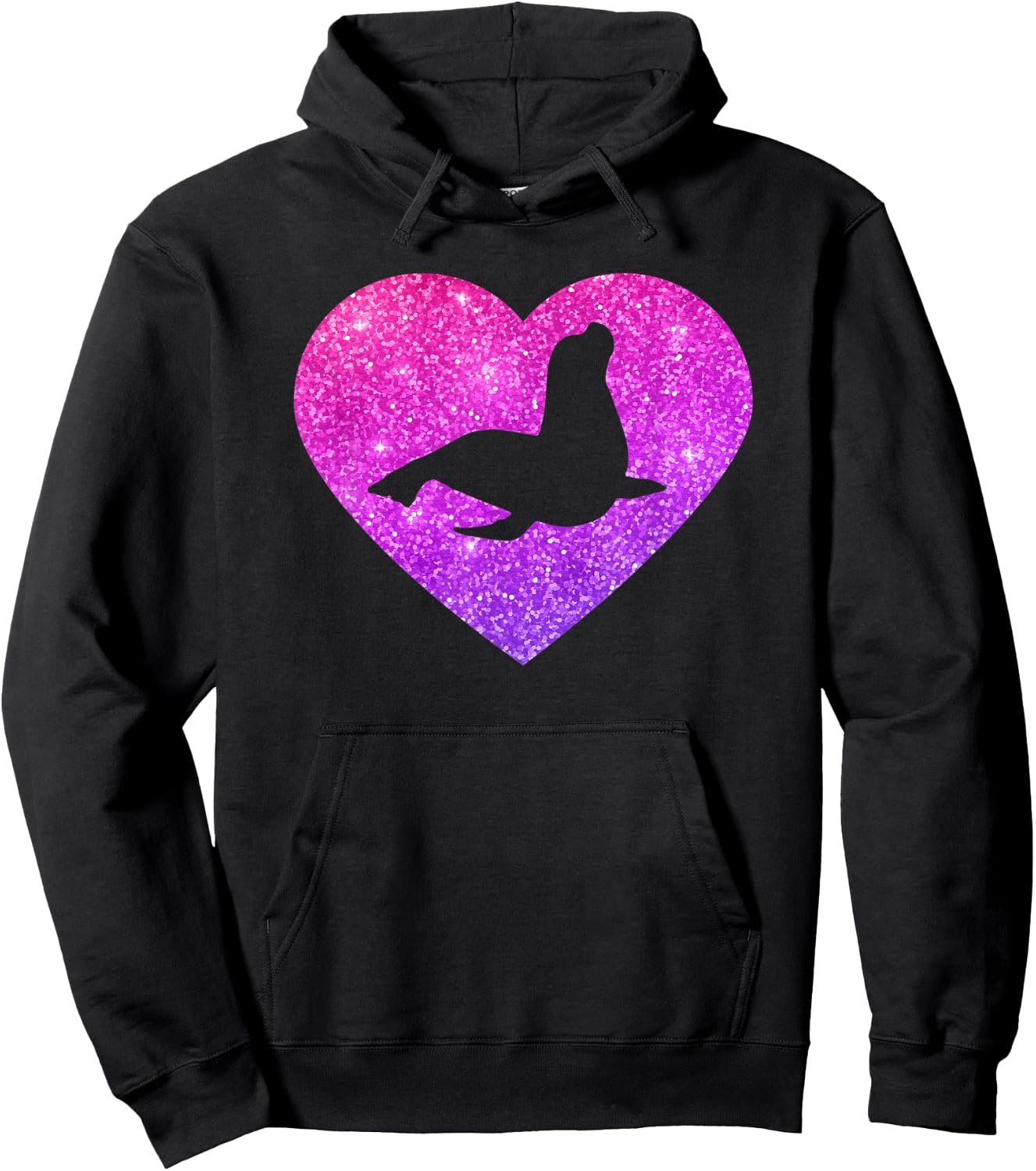 Cute Sea Lion Heart Gift Girls Teens And Women Hoodie - Hoodie | Black