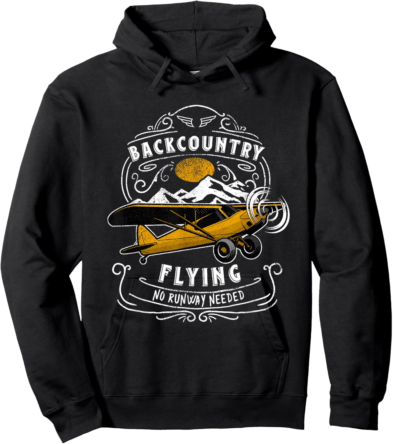 STOL Bush Plane Backcountry Flying Vintage Hoodie - Hoodie | Black