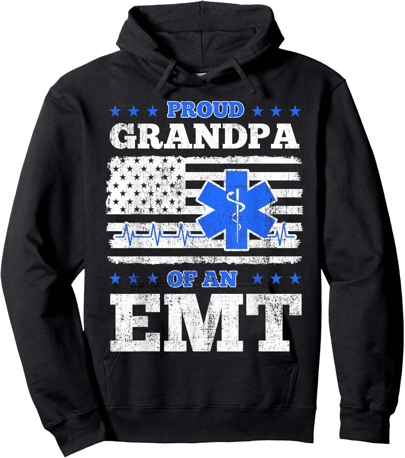 EMT Grandpa Medical Technician EMS Patriotic Indepencece Day Hoodie - Hoodie | Black
