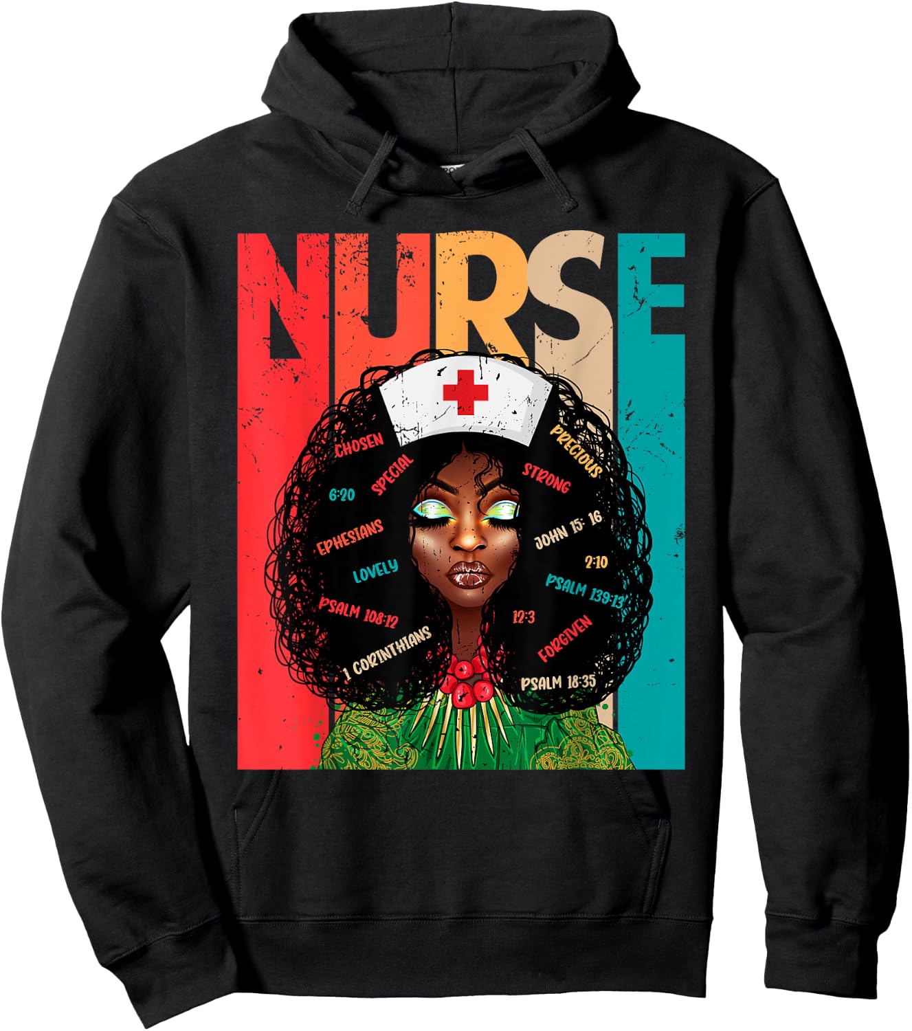 Retro Vintage Style Black Nurse Afro American Melanin Nurse Hoodie - Hoodie | Black