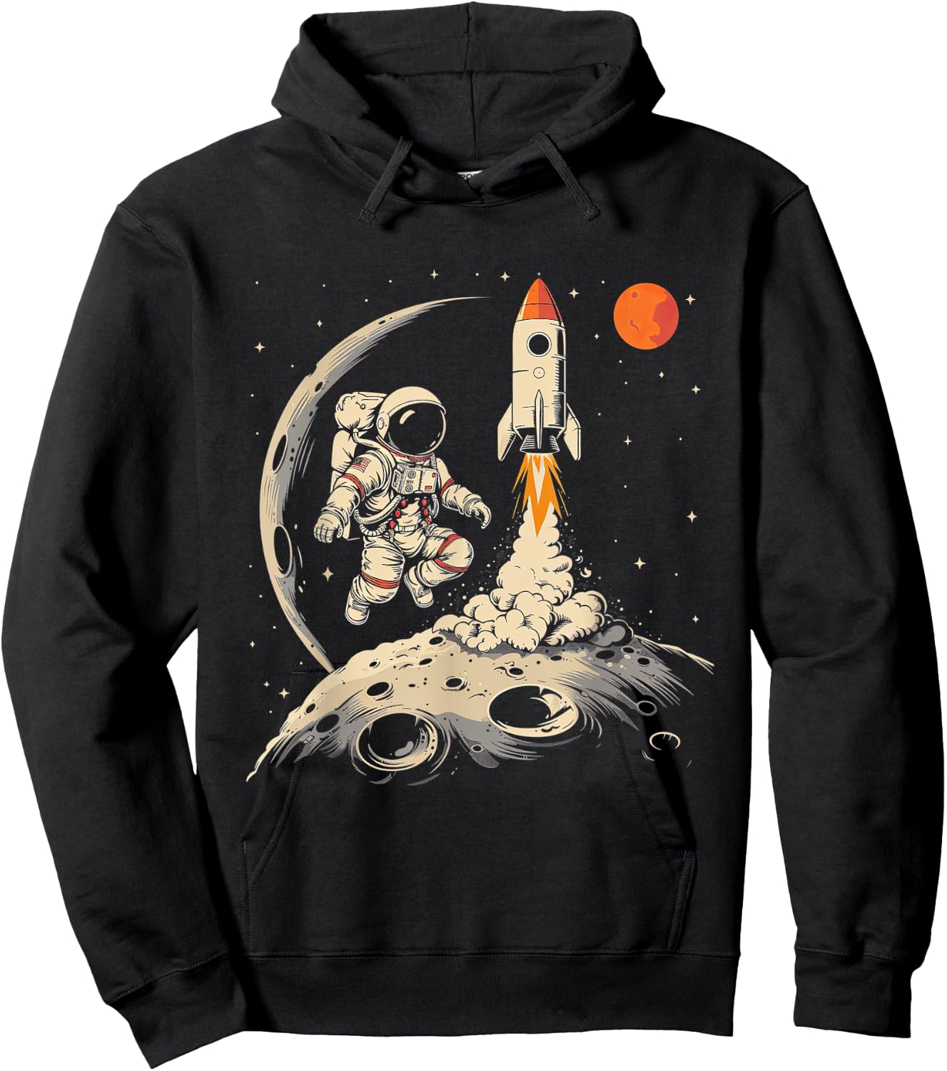 Space Rocket Astronaut with Planets and Moon Spaceship Kids Hoodie - Hoodie | Black