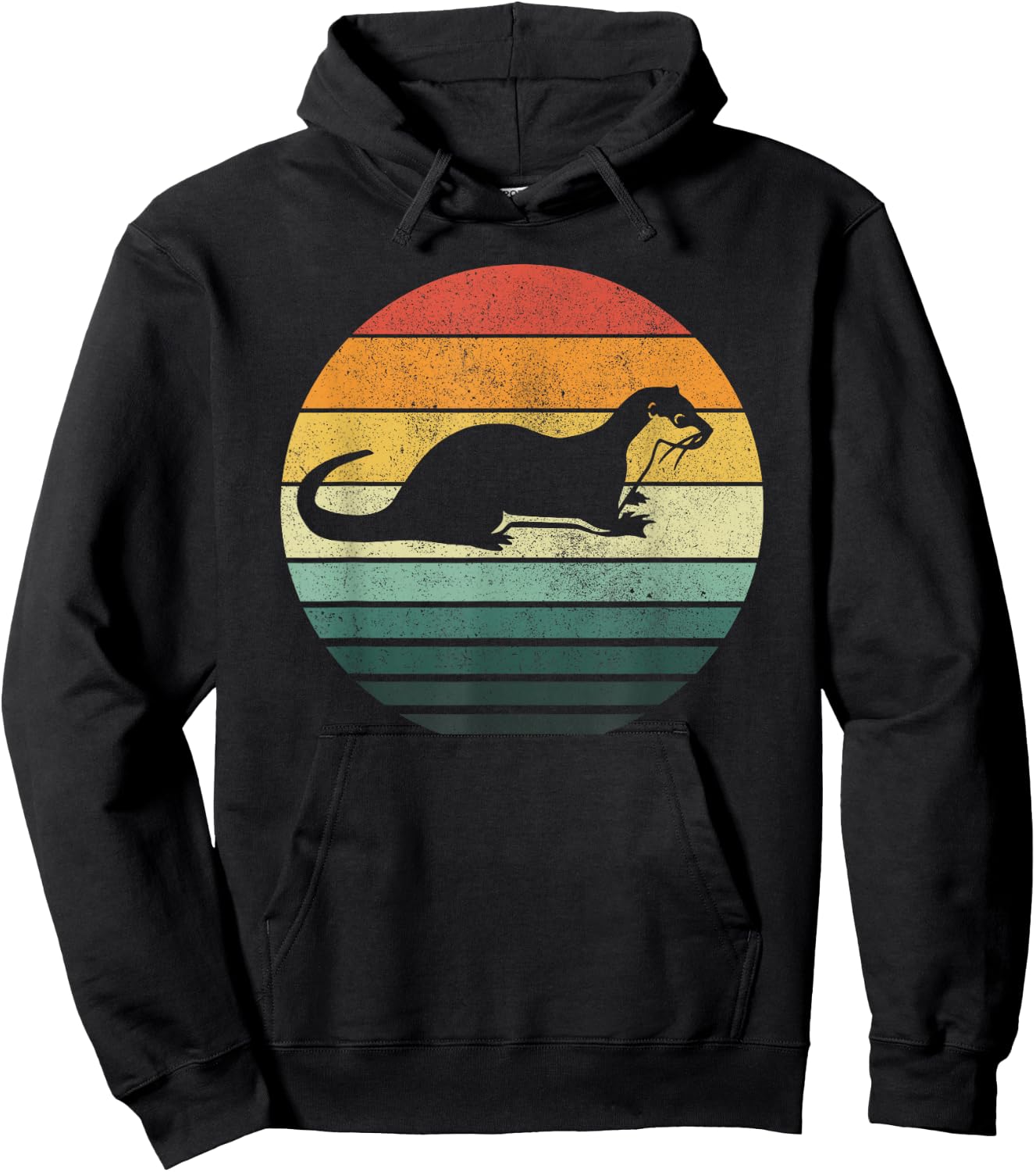 Sea Otter Animal Sunset Retro Vintage 70s Nature Lovers Hoodie - Hoodie | Black