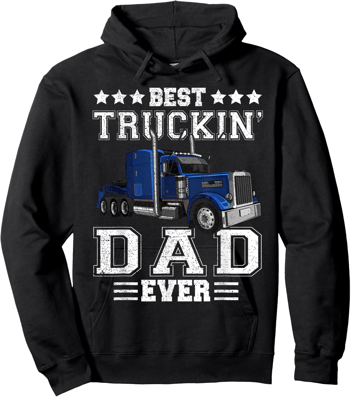 Retro Best Truckin' Dad Ever Driver Trucker Father's Day Men Hoodie - Hoodie | Black