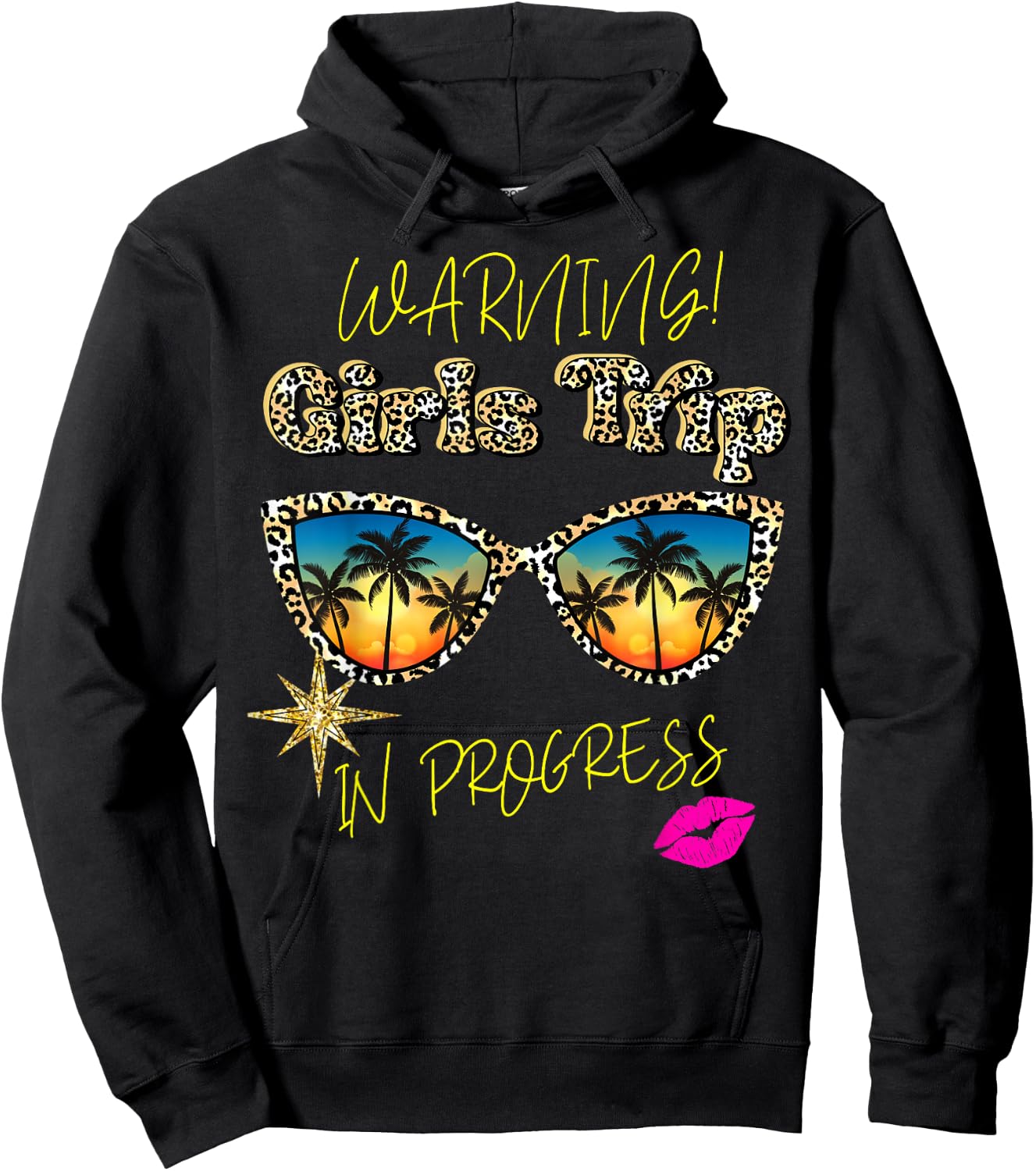 Girls Weekend, Vacation Squad Warning Girls Trip In Progress Hoodie - Hoodie | Black