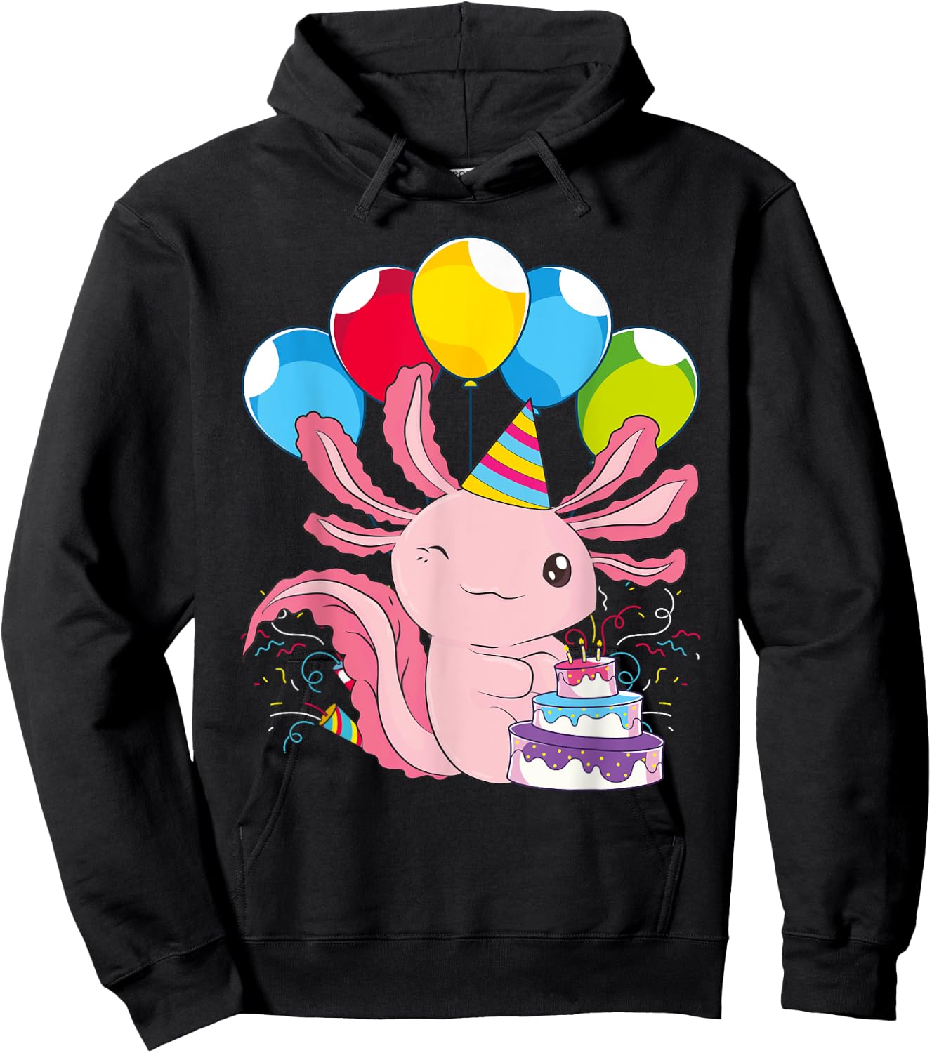 Kids Birthday Party Cake Pet Animal Amphibian Axolotl Hoodie - Hoodie | Black