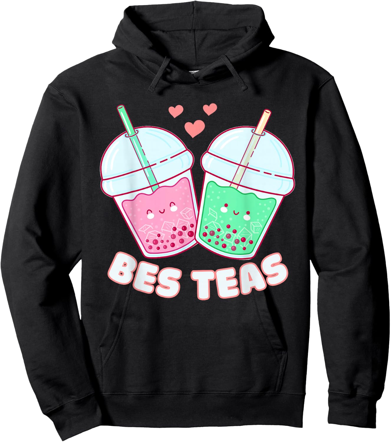 Bes Teas Cute Bestie Bubble Tea Boba Best Friends Hoodie - Hoodie | Black