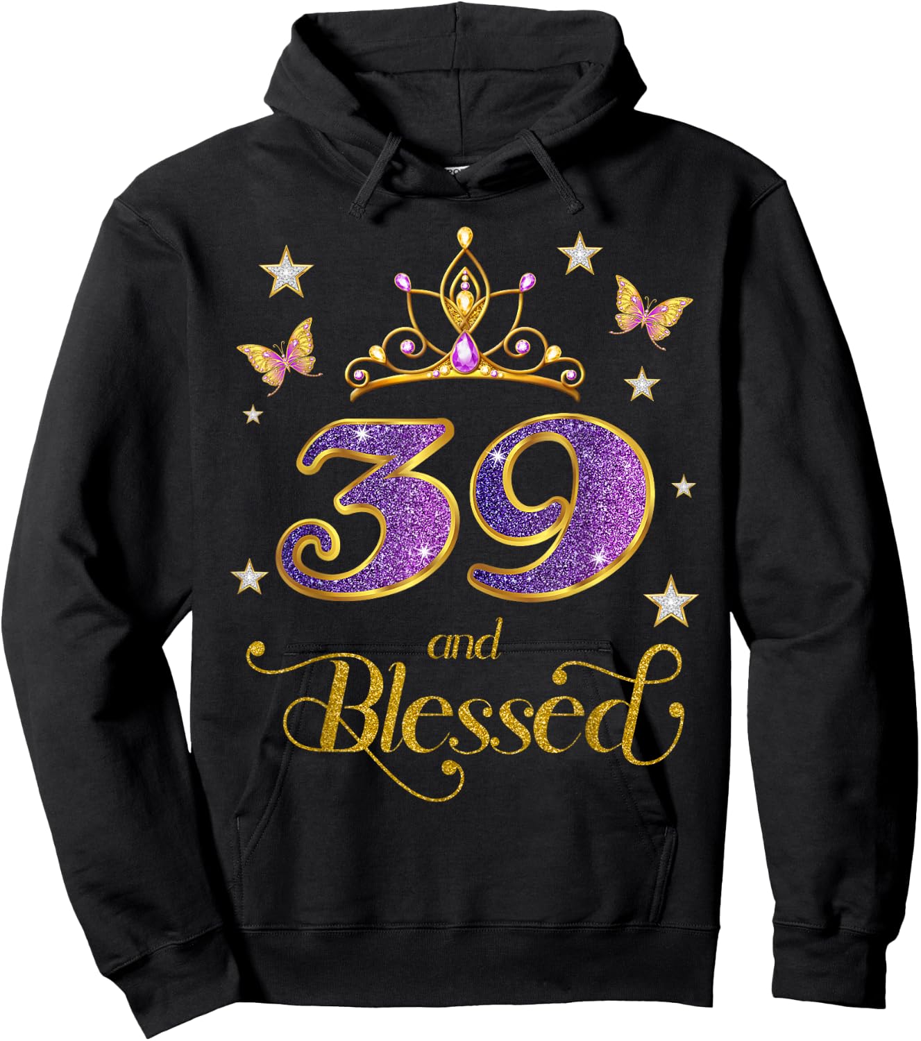 39 and Blessed 39 Years Old Birthday 39th Birthday Hoodie - Hoodie | Black