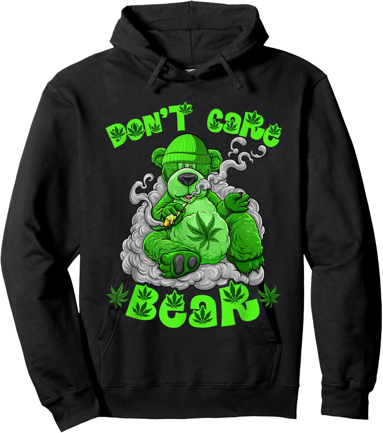 Funny Bear Smoking Weed Cannabis Marijuana 420 Stoner Hoodie - Hoodie | Black