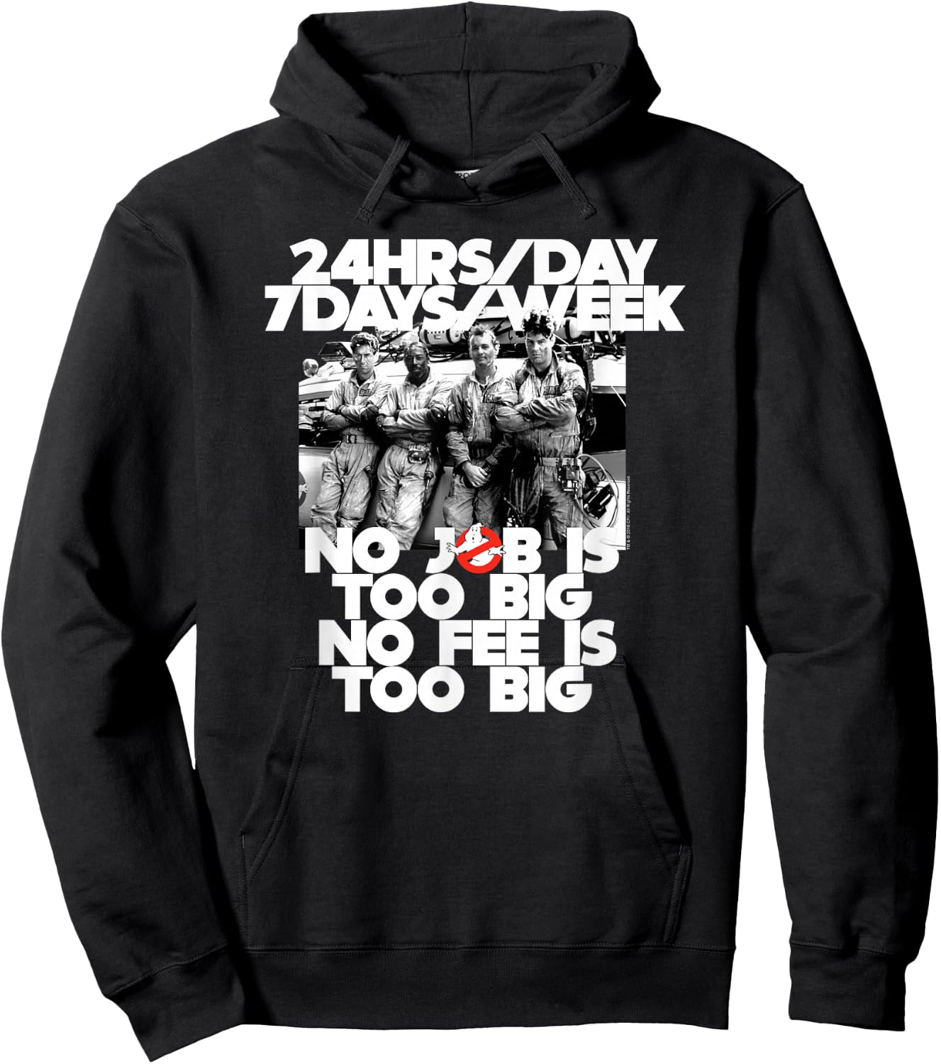 Ghostbusters No Job, No Fee is Too Big Funny Retro Movie Hoodie - Hoodie | Black