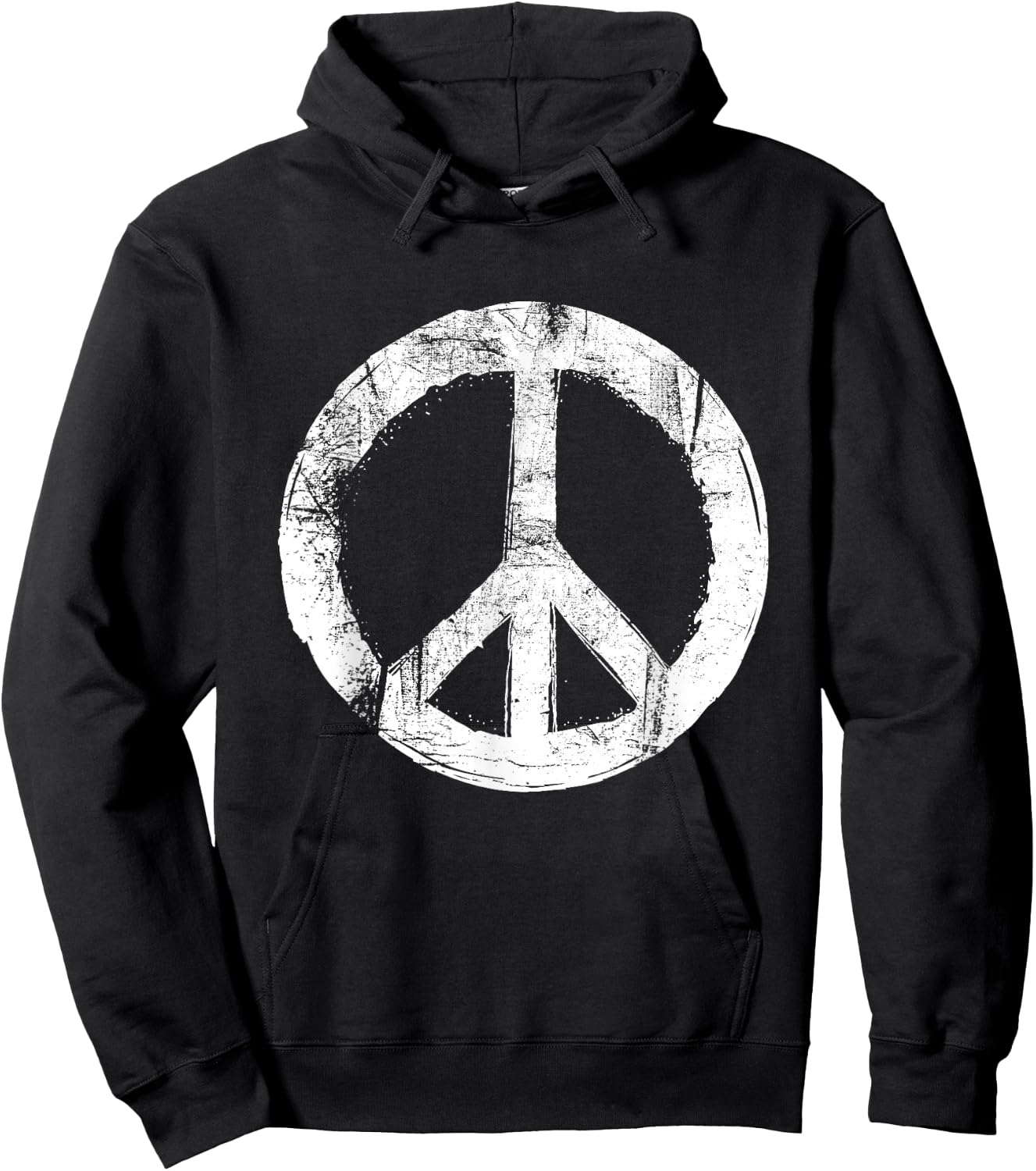 Retro Vintage Distressed Design Peace Sign Hoodie - Hoodie | Black