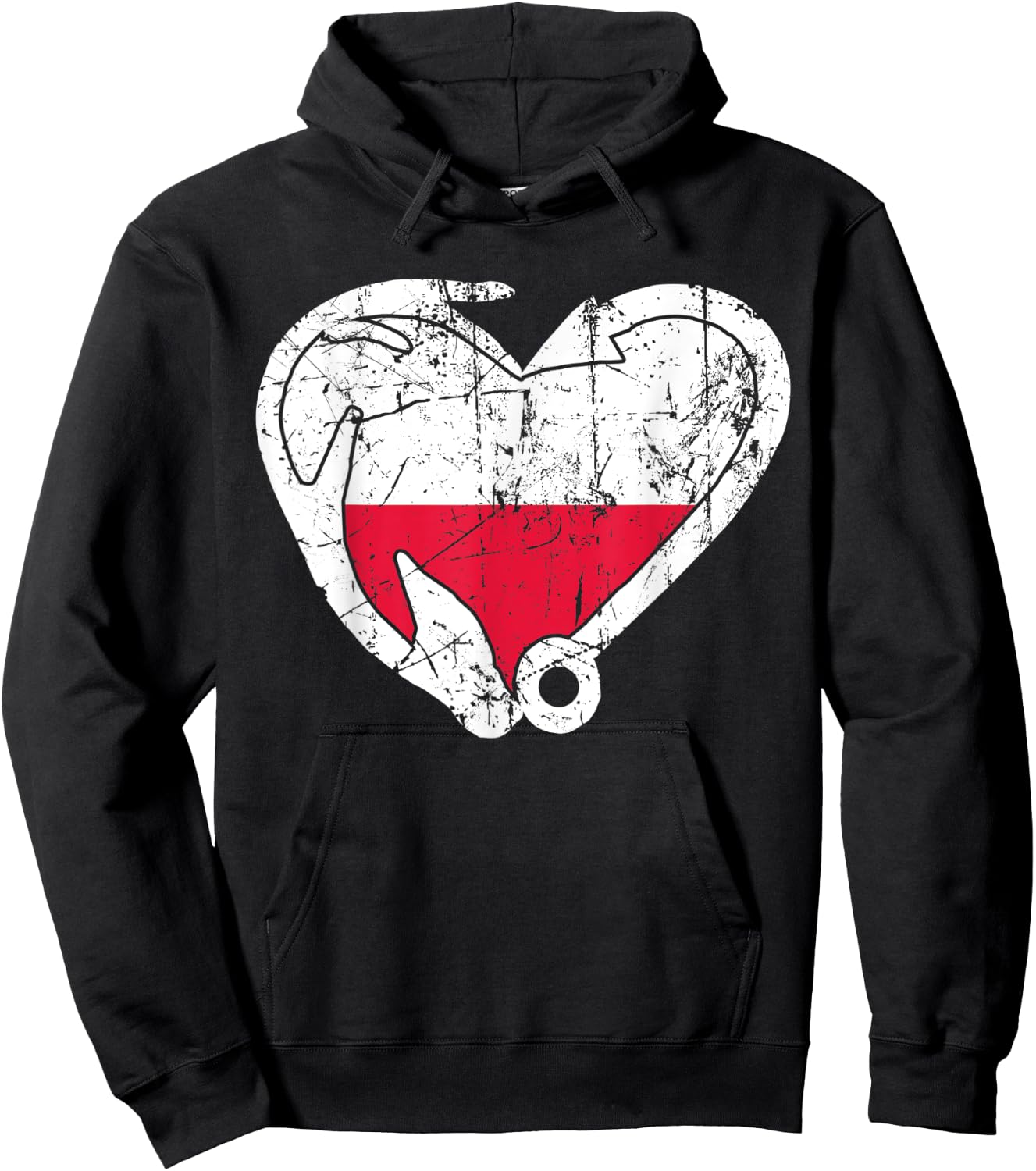 Fishing And Hunting - Fish Hook Elk Antler Polish Flag Hoodie - Hoodie | Black