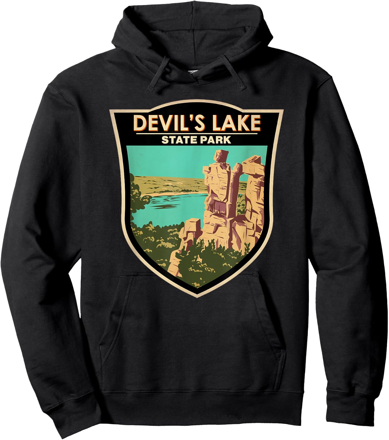 Devil's Lake State Park Wisconsin Devils Doorway Vintage Hoodie - Hoodie | Black