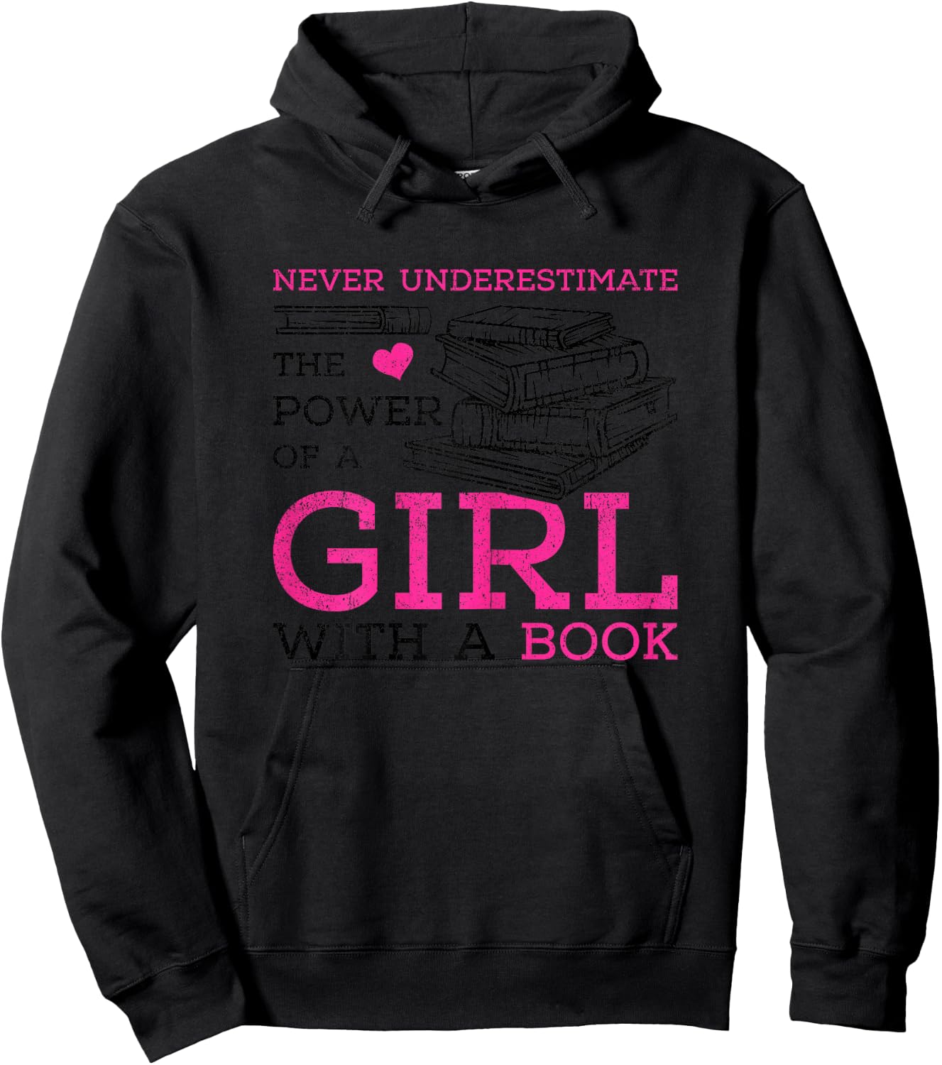 Never Underestimate The Power of A Girl with A Book Reading Hoodie - Hoodie | Black