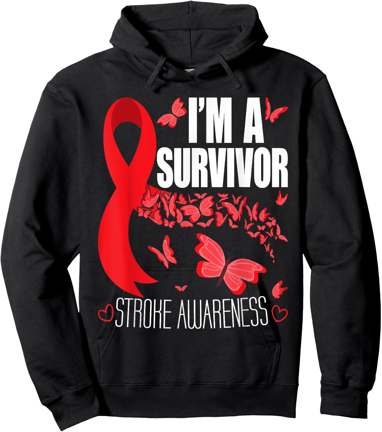 I'm A Survivor Stroke Awareness - Red Ribbon Brain Attack Hoodie - Hoodie | Black