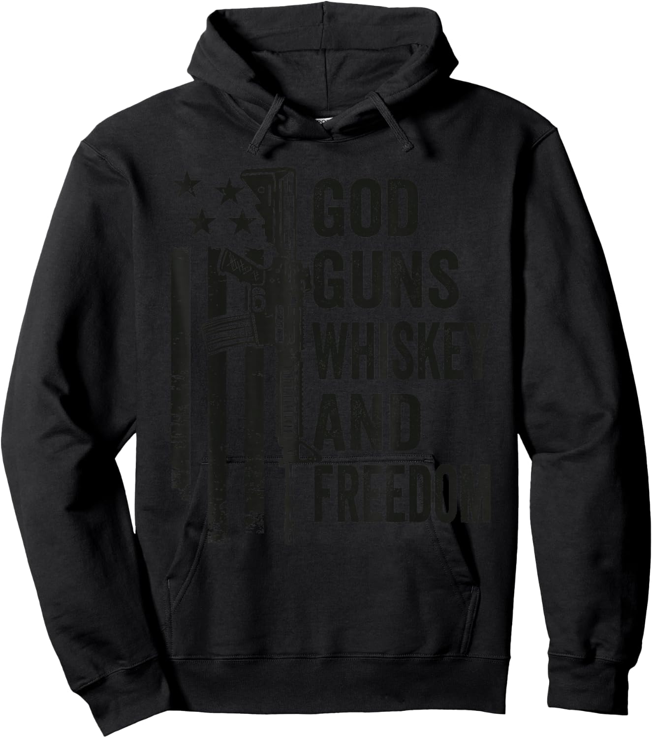 God Guns Whiskey And Freedom - Pro Gun American Flag Guns Hoodie - Hoodie | Black