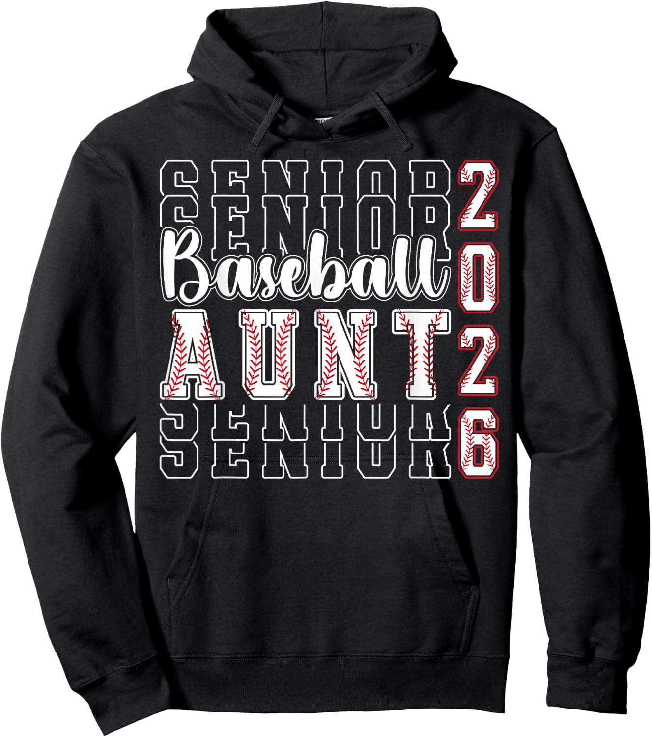 Baseball Senior Aunt of A Senior Baseball Player Aunt 2026 Hoodie - Hoodie | Black