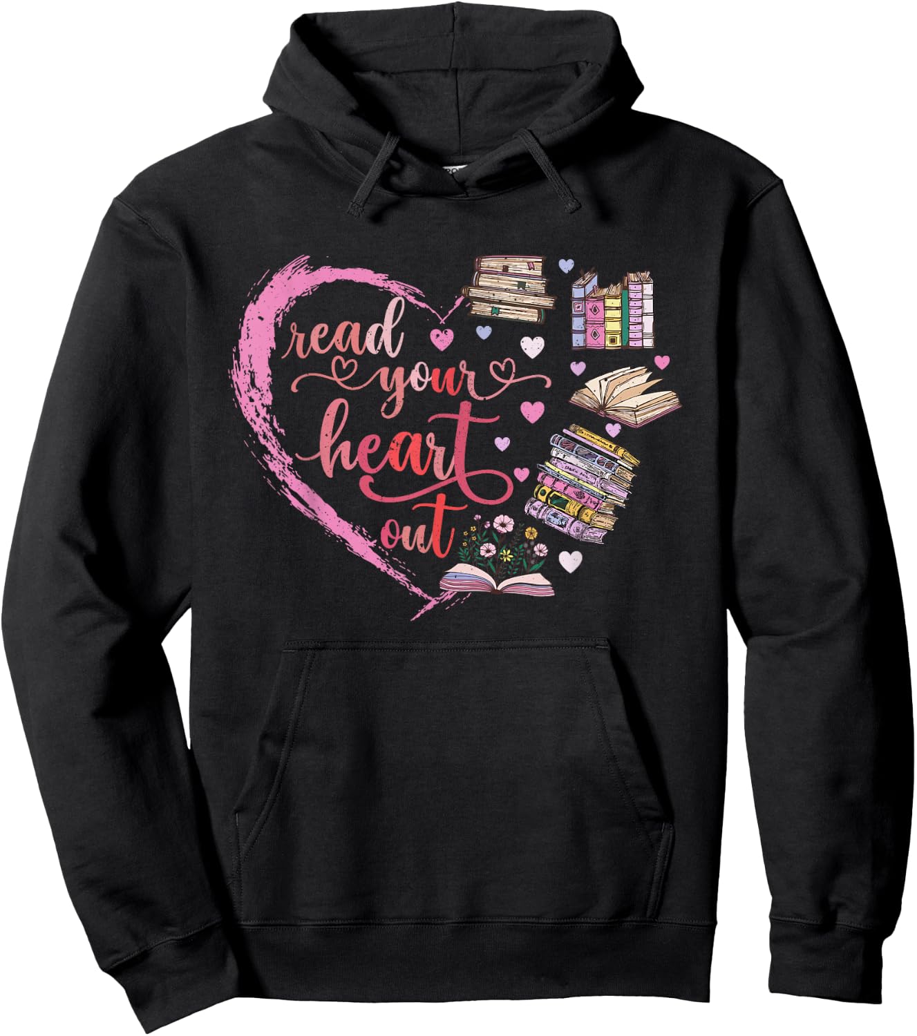Cute Retro Reading Book Reader Women Valentine Hoodie - Hoodie | Black