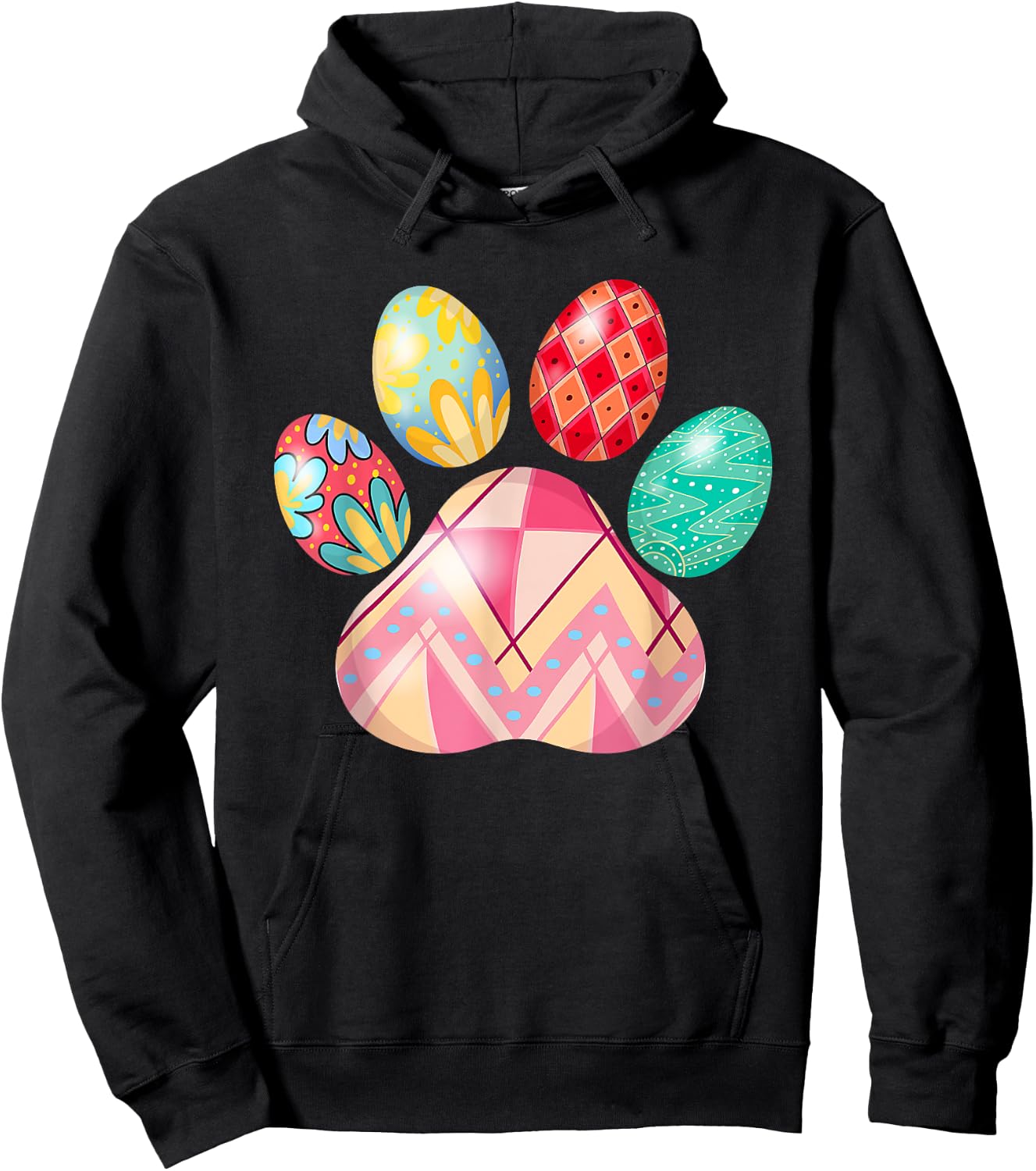 Egg Paw Print Dog Owner Lover Happy Easter Women Kids Hoodie - Hoodie | Black