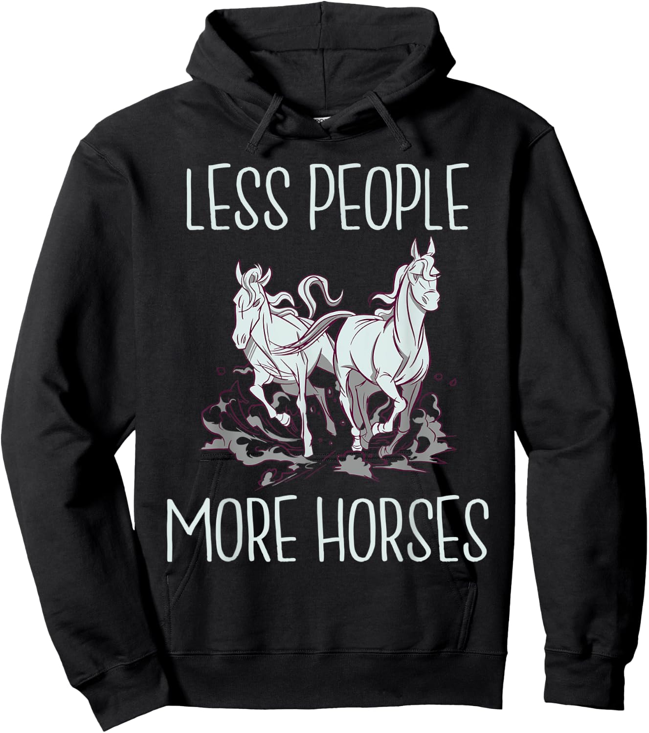 Less People more Horses Horse Riding Hoodie - Hoodie | Black