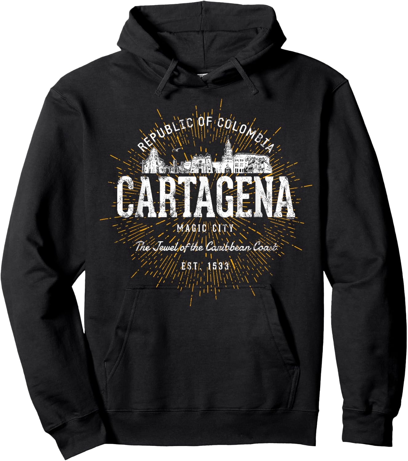 Colombia Vintage Style Retro Cartagena Hoodie - Hoodie | Black