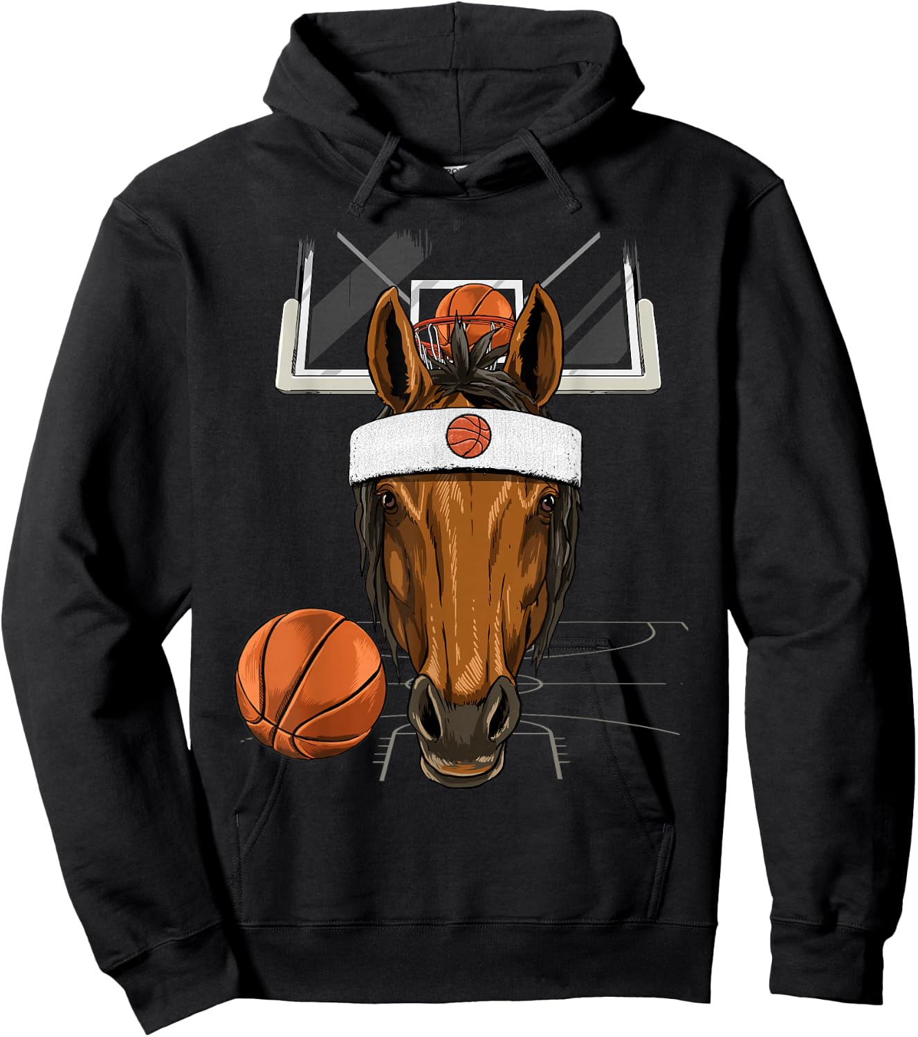 Horse Basketball Horse Lovers Basketball Player Hoodie - Hoodie | Black