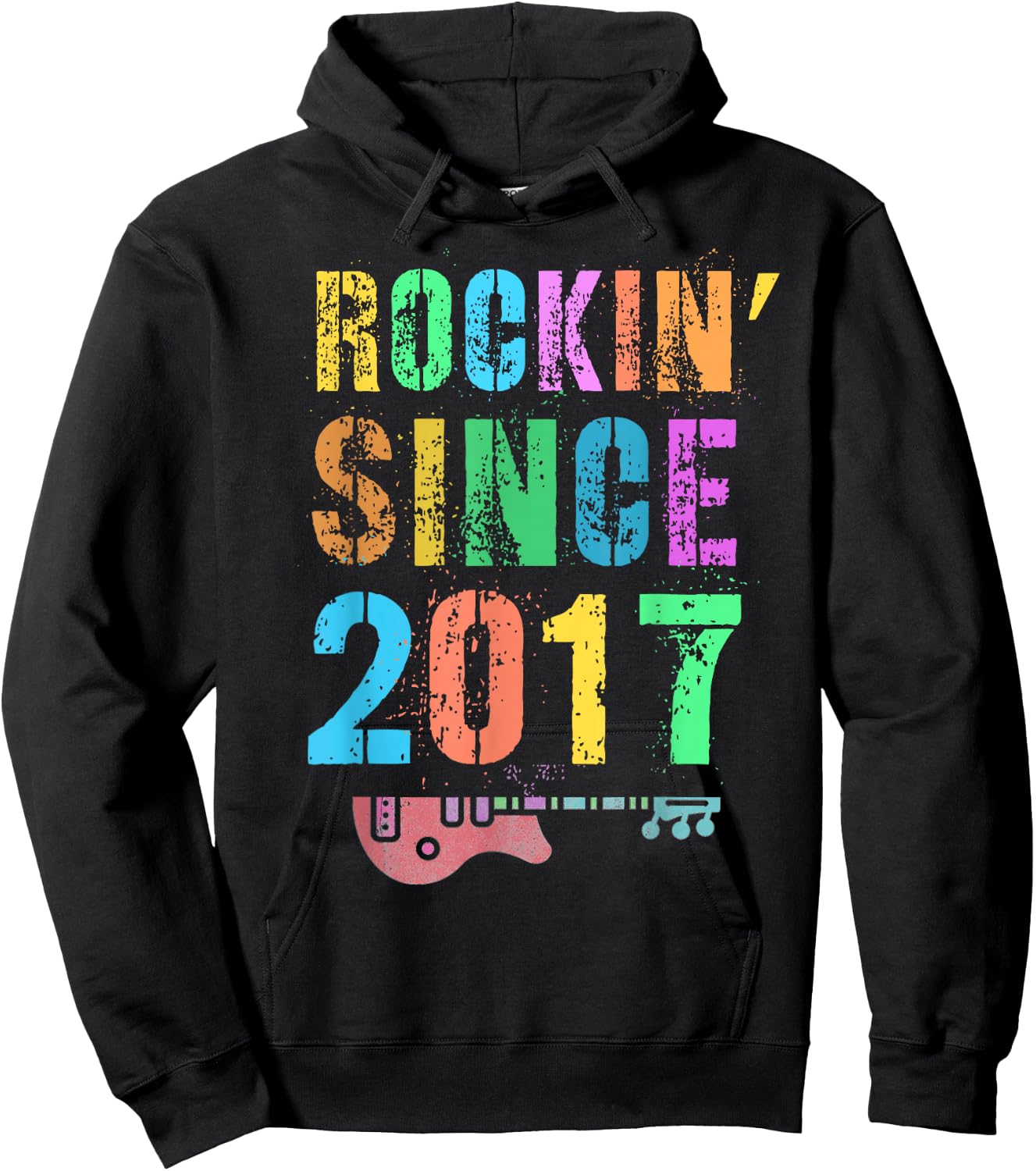 ROCKIN' SINCE 2017 Vintage Rockstar 9th Birthday Boy Girl 9 Hoodie - Hoodie | Black