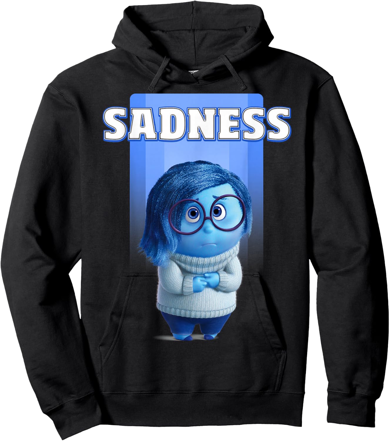 Disney Pixar Inside Out Riley's Sadness Blue Character Logo Hoodie - Hoodie | Black