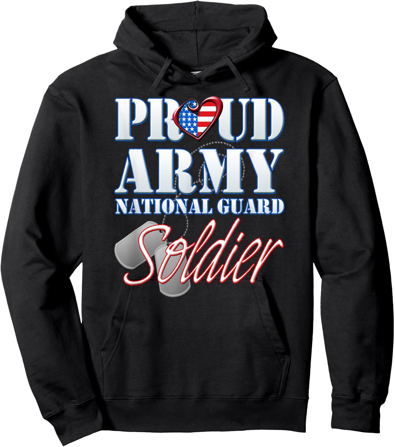 Proud Army National Guard Soldier USA Heart Flag Shirt Hoodie - Hoodie | Black
