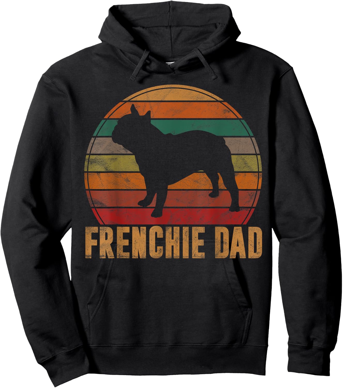 Retro French Bulldog Dad Gift Dog Owner Pet Frenchie Father Men Women Girls Kids Hoodie - Hoodie | Black