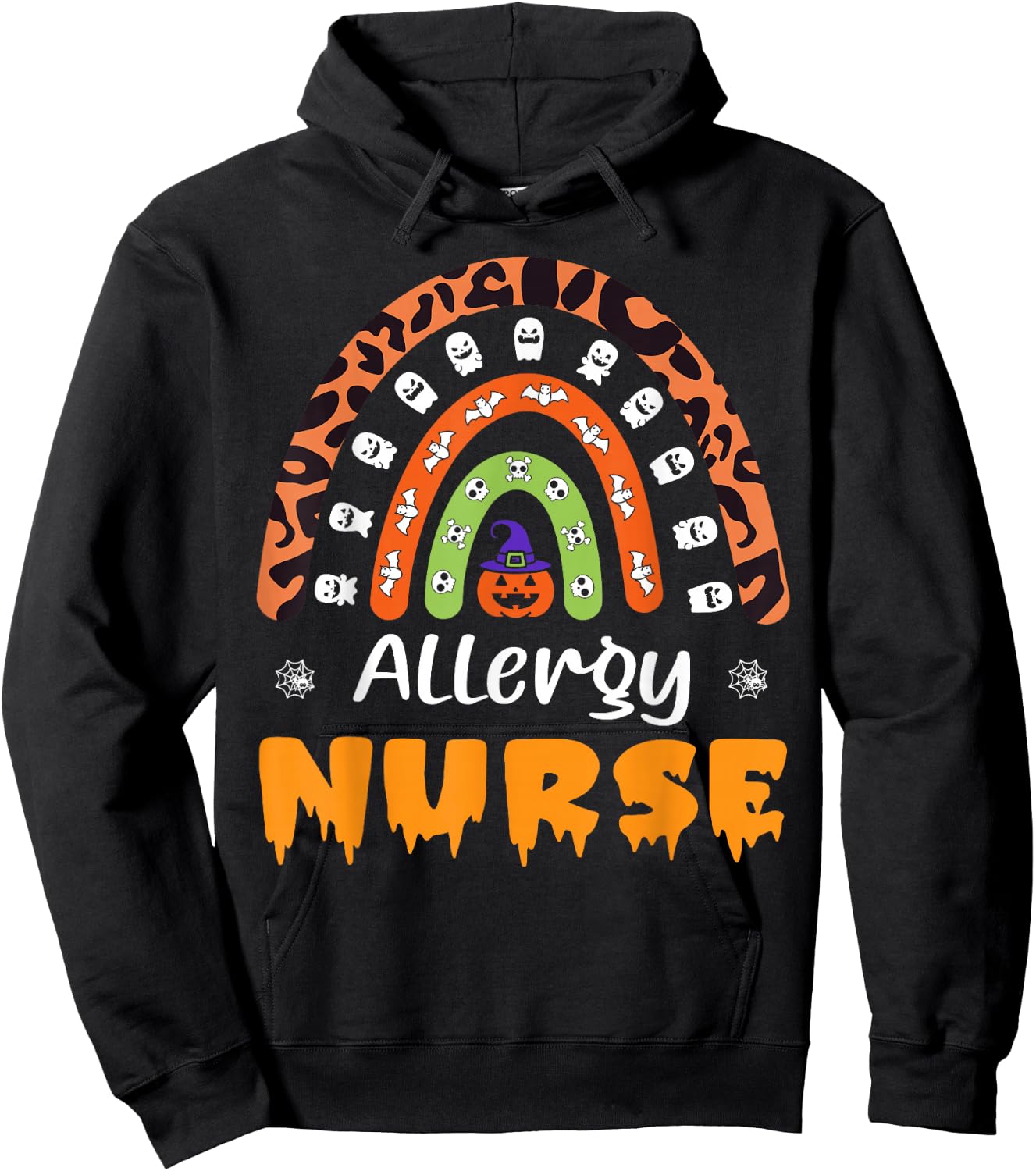 Allergy Nurse Leopard Rainbow Halloween Costume Hoodie - Hoodie | Black