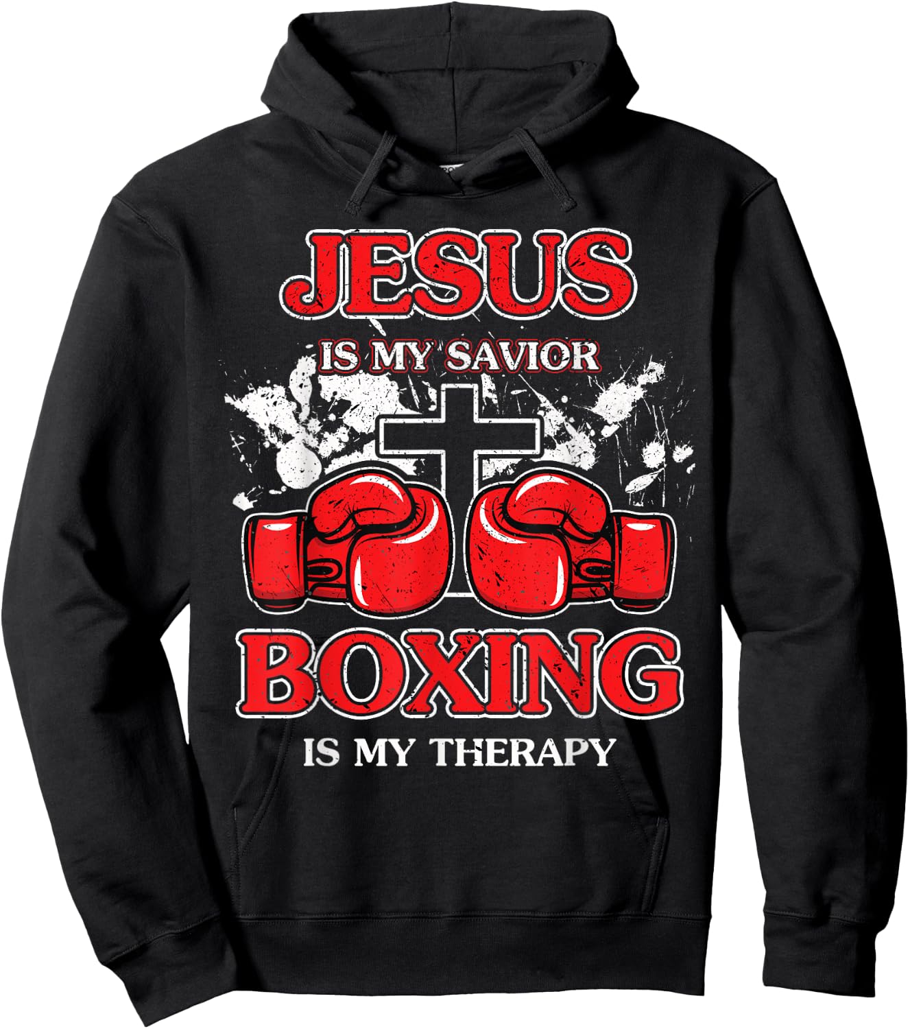 Jesus Is My Savior Boxing Is My Therapy Hoodie - Hoodie | Black