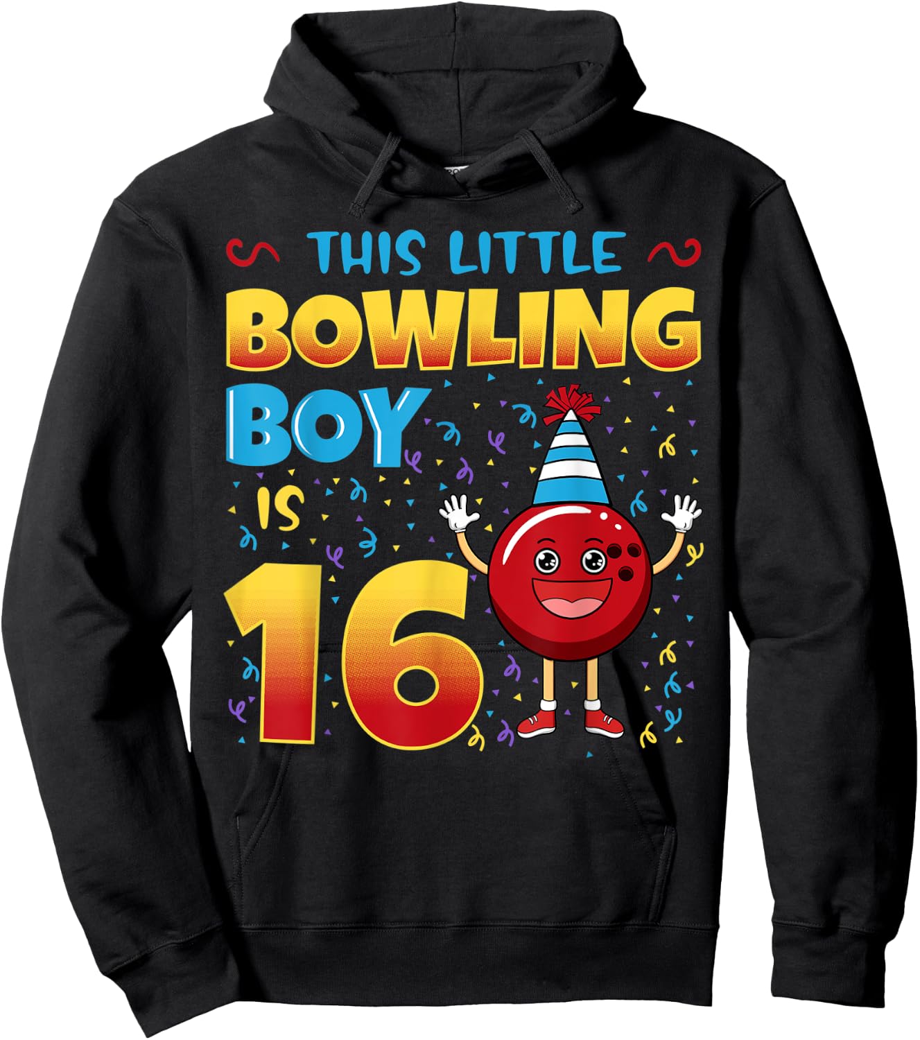 This Little Bowling Boy Is 16 Birthday Bowler Celebration Hoodie - Hoodie | Black