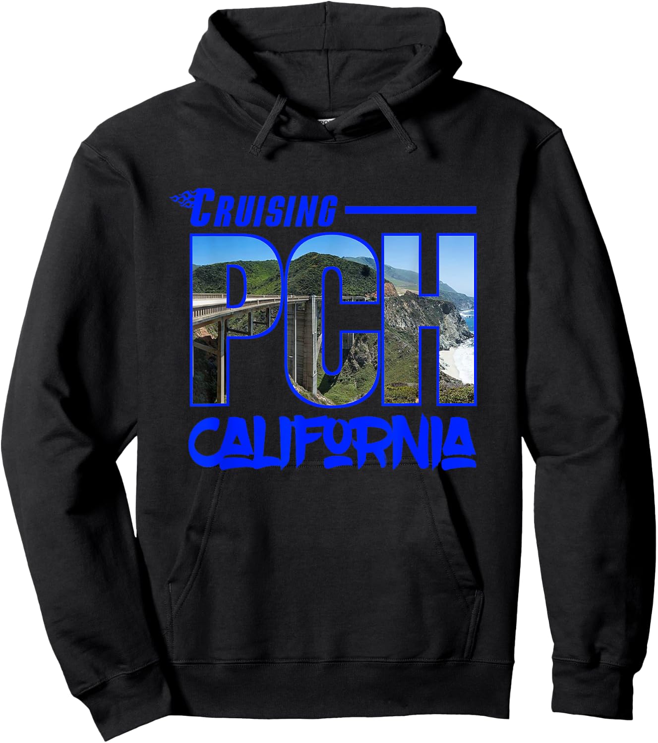 Cruising PCH California Golden State Pacific Coast Souvenir Hoodie - Hoodie | Black