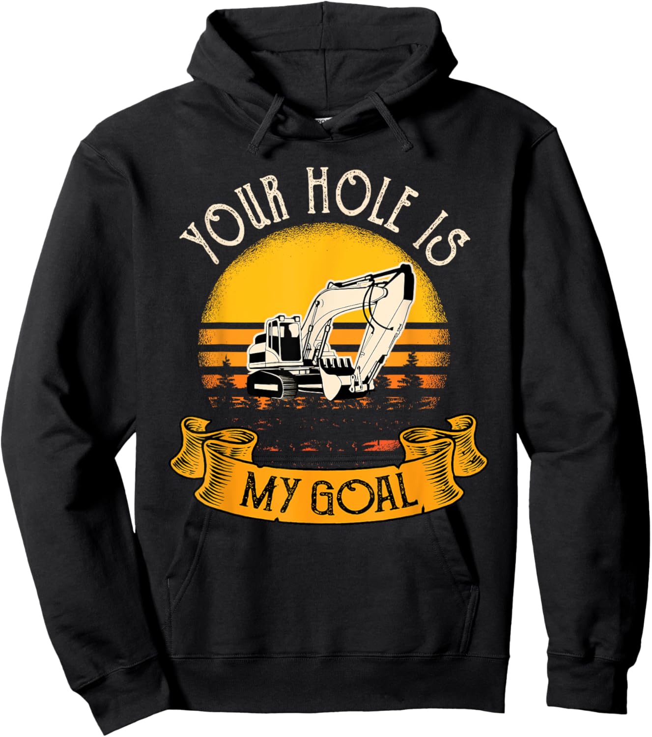 Funny Excavator Gift Men Saying Construction Site Men Hoodie - Hoodie | Black